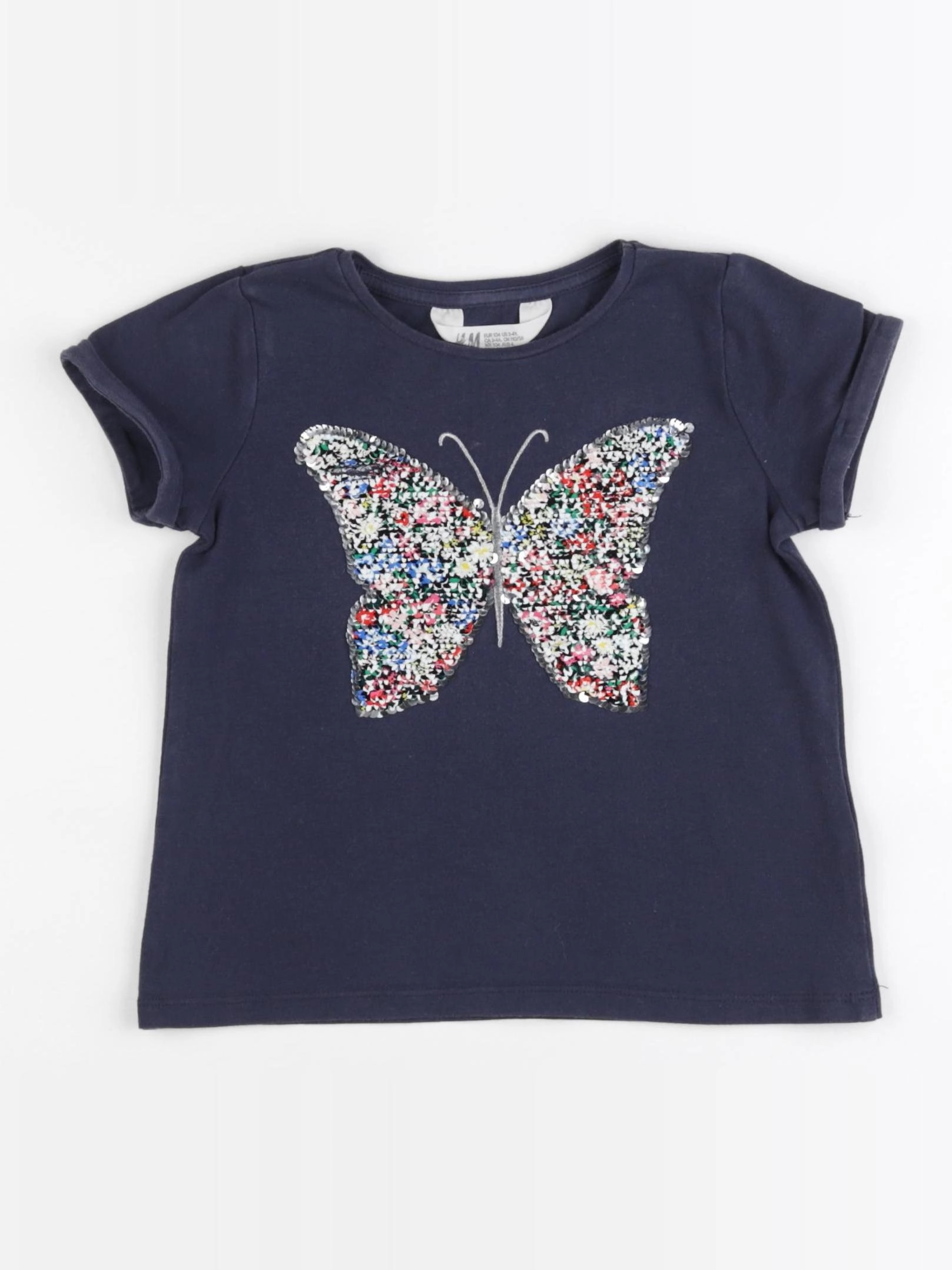 H&M - tee-shirt bleu - 3/4 ans