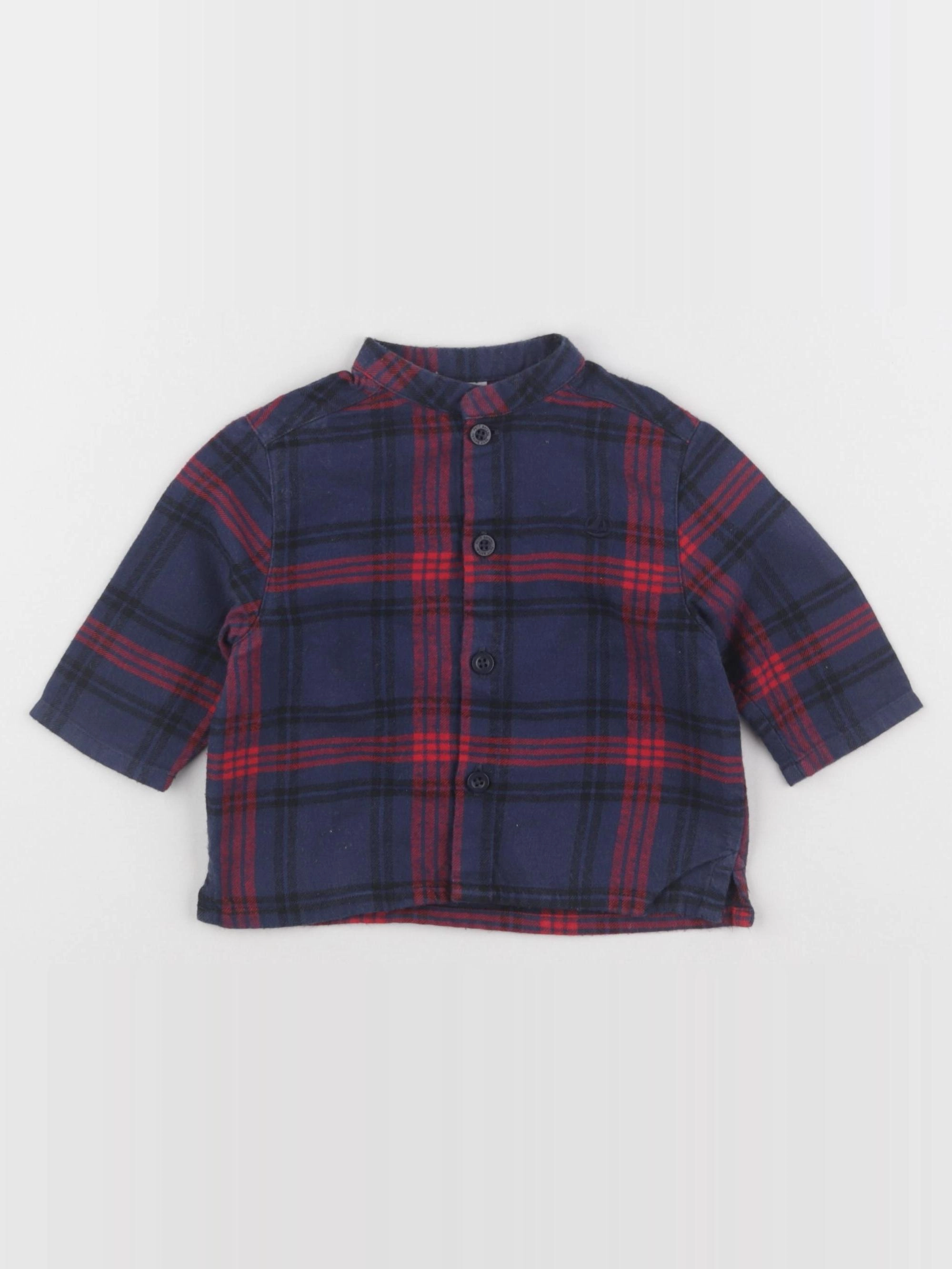 Petit Bateau - chemise bleu - 6 mois
