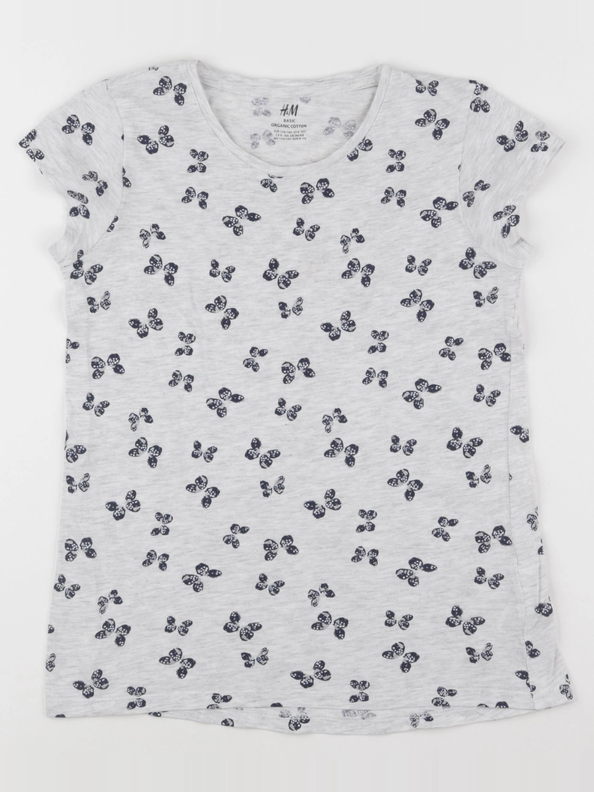 H&M - tee-shirt gris - 8/10 ans