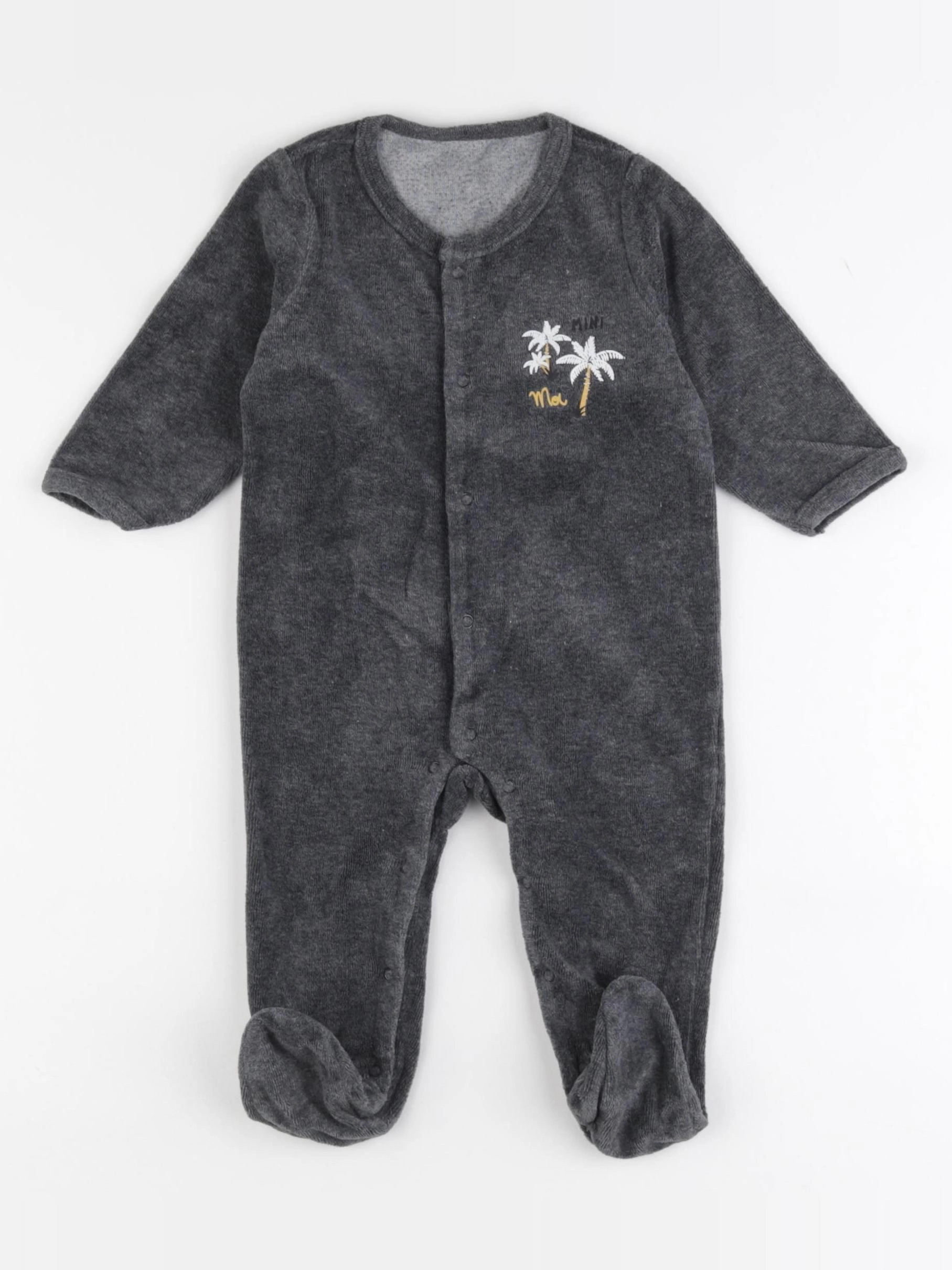 Vertbaudet - pyjama velours gris - 6 mois