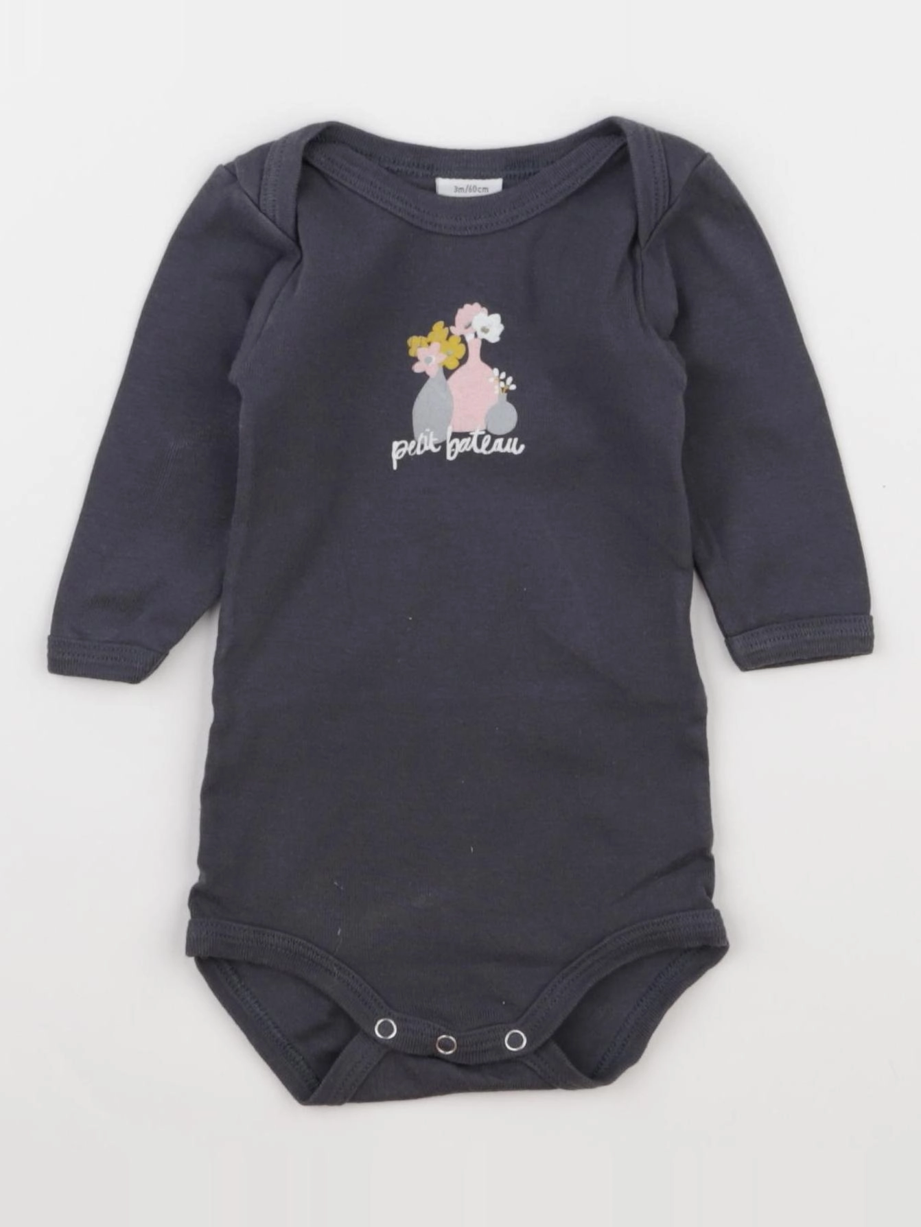 Petit Bateau - body gris - 3 mois