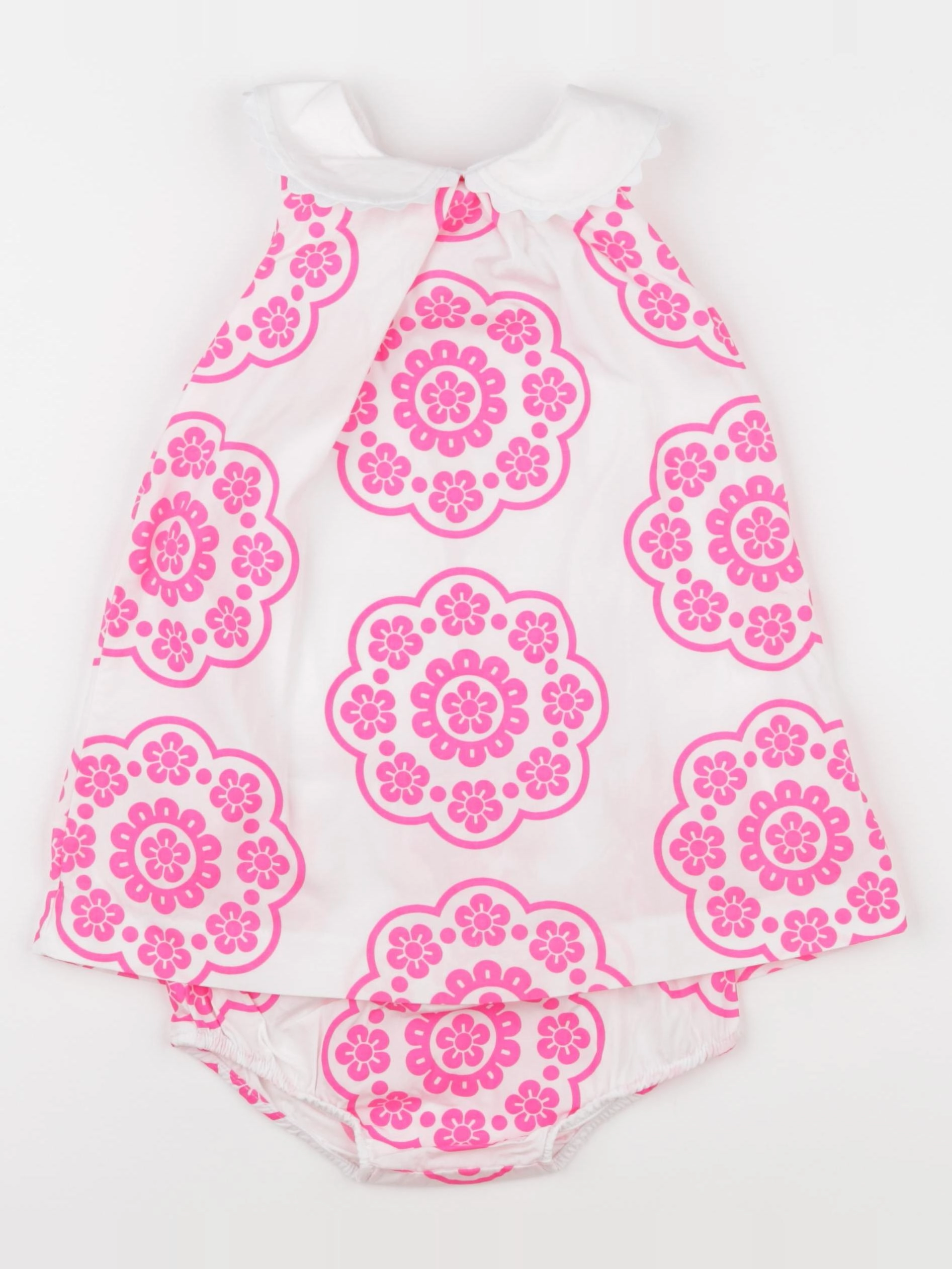 Jacadi - robe blanc, rose - 24 mois