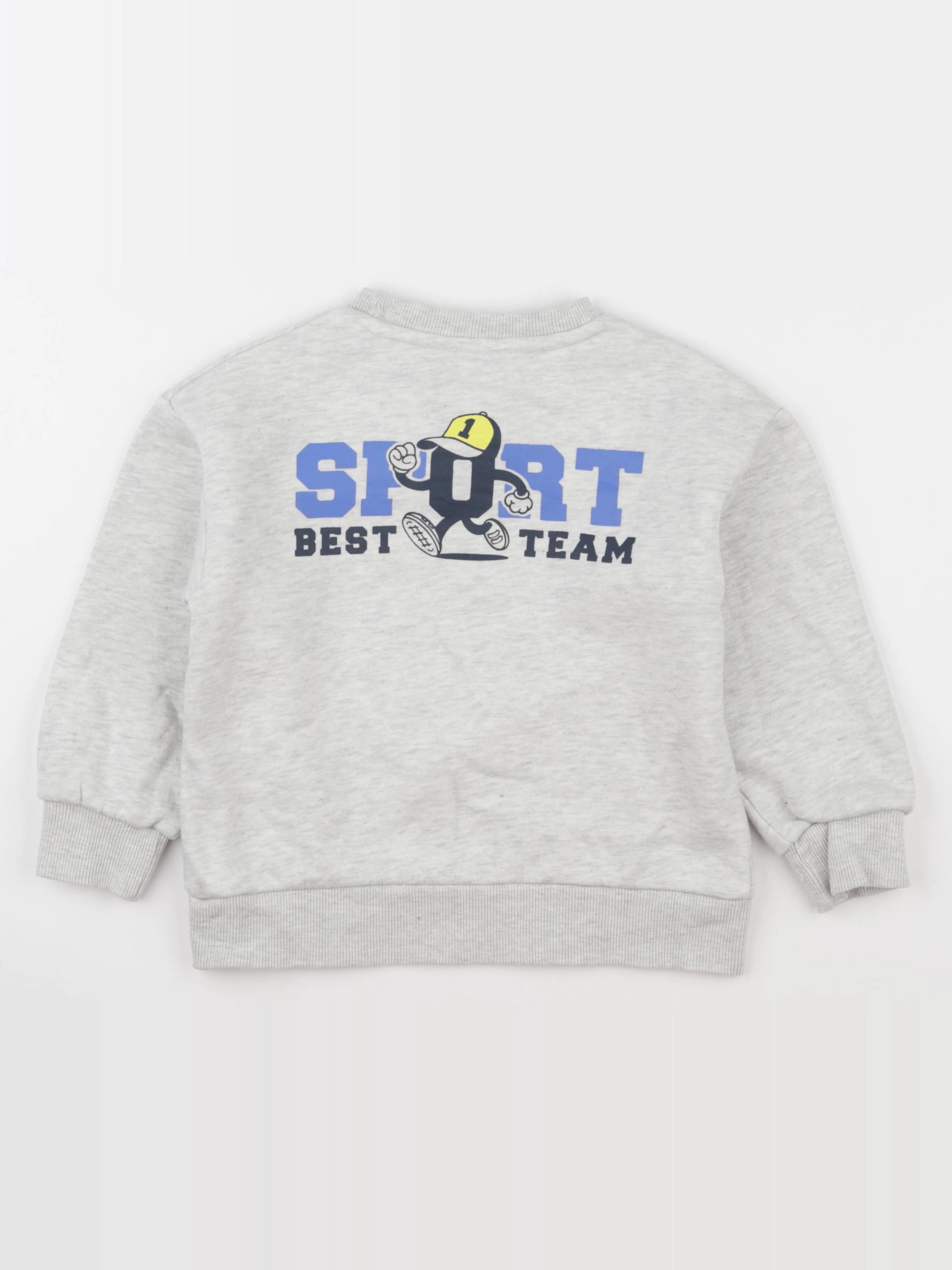 Vertbaudet - sweat imprimé au dos gris - 6 ans