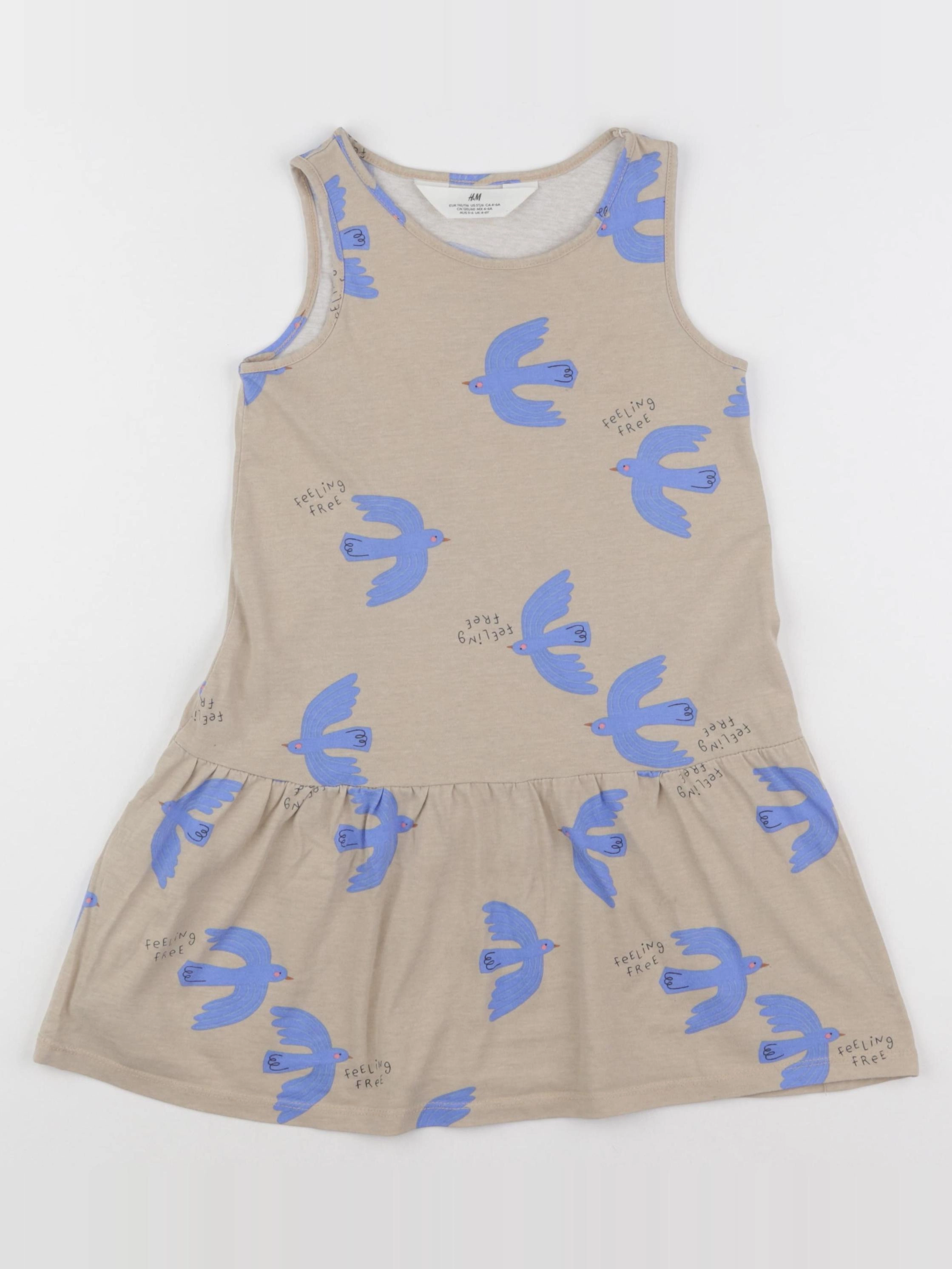 H&M - robe marron, bleu - 4/6 ans