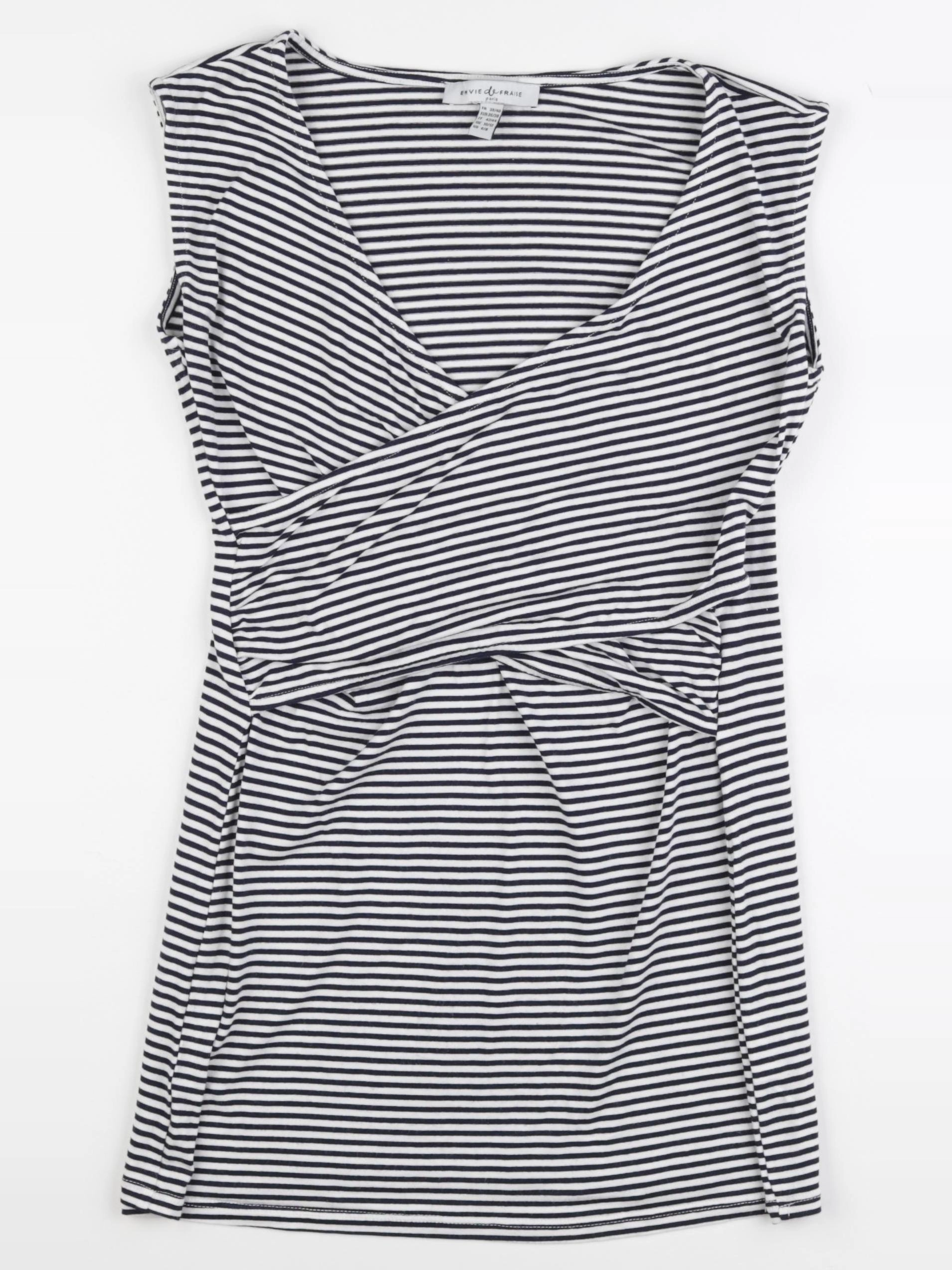 Envie de fraise - tee-shirt grossesse bleu, blanc - 38 à 40