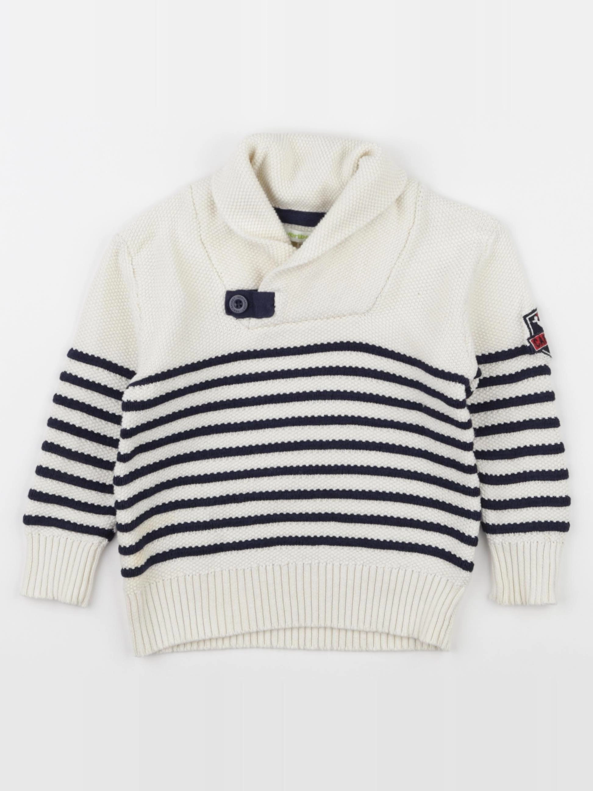 Vertbaudet - pull beige, bleu - 6 ans