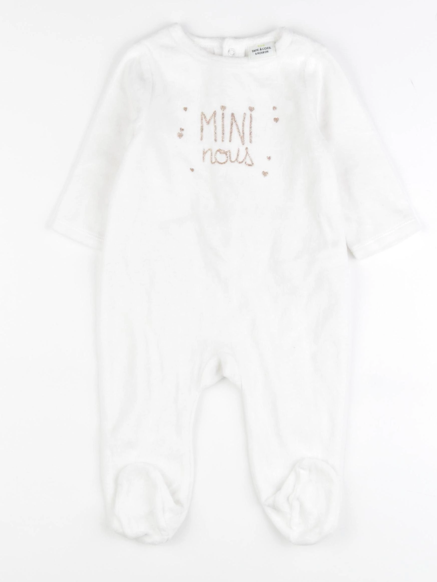 Tape à l'oeil - pyjama velours blanc - 6 mois