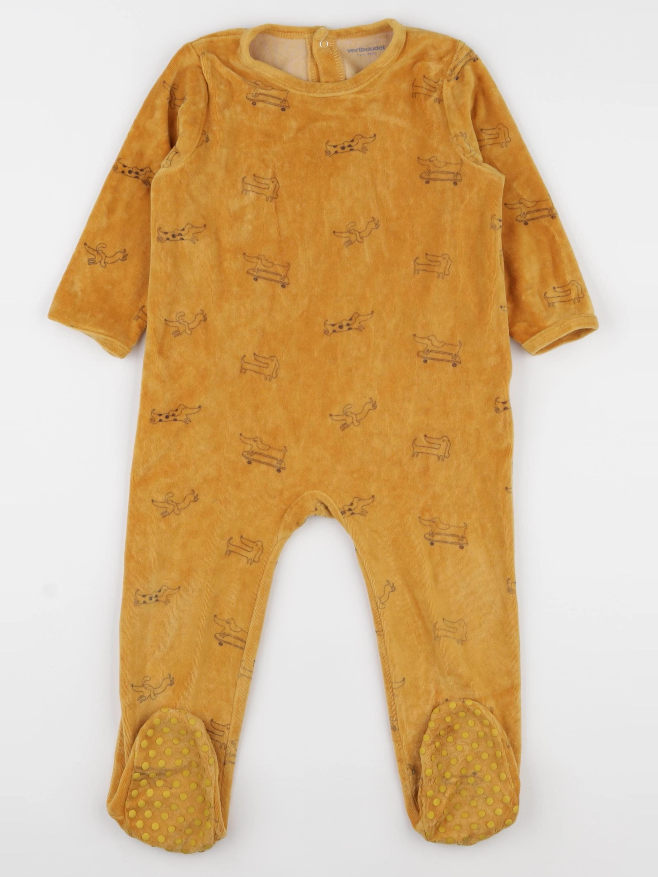 Vertbaudet - pyjama velours jaune - 2 ans