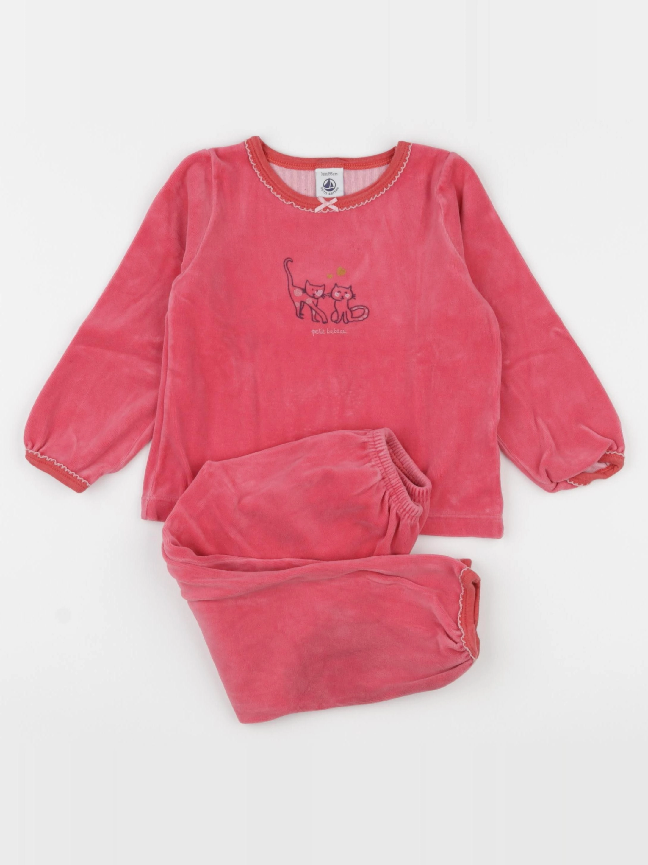 Petit Bateau - pyjama velours rose - 3 ans