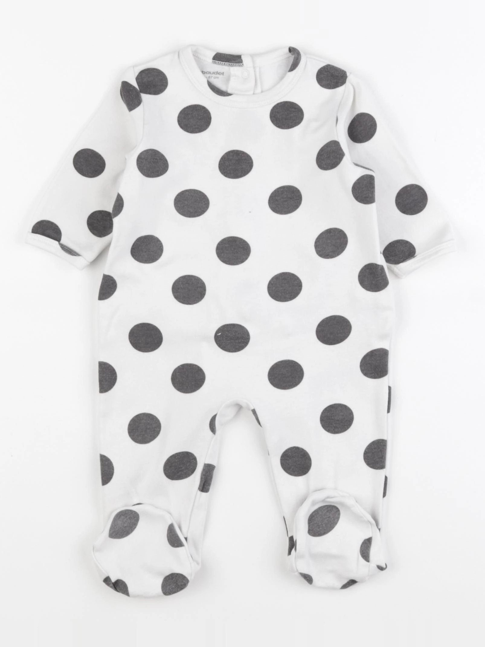 Vertbaudet - pyjama coton blanc, noir - 6 mois