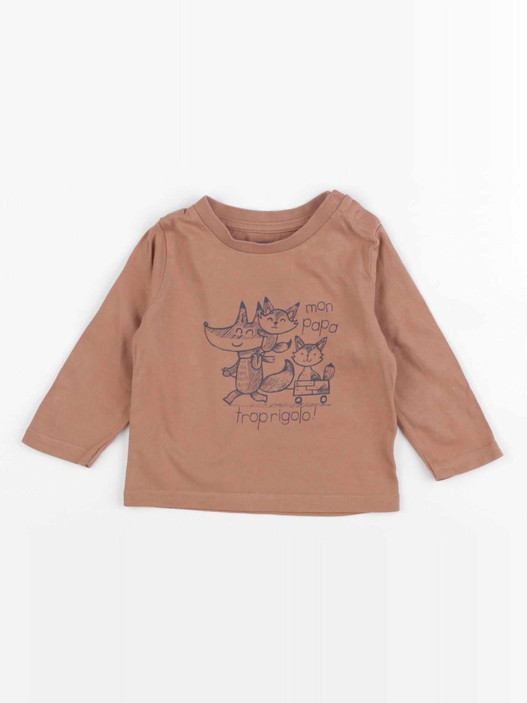 Vertbaudet - tee-shirt marron - 6 mois