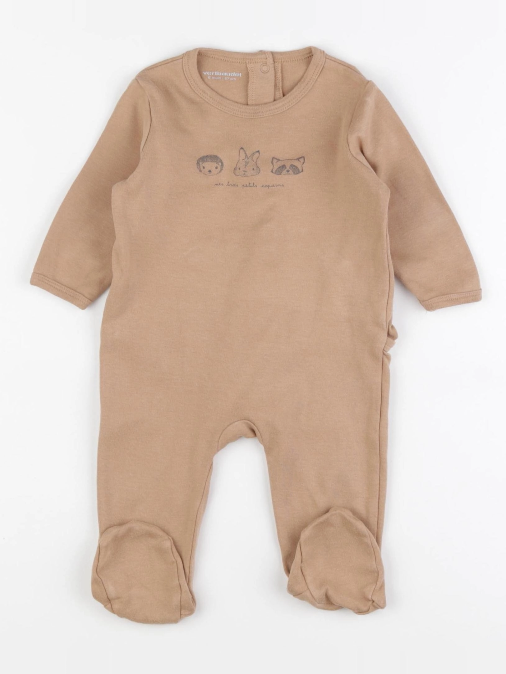 Vertbaudet - pyjama coton marron - 6 mois