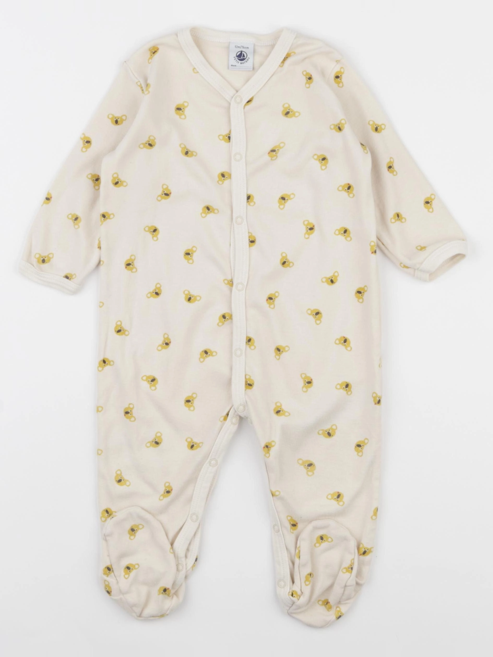 Petit Bateau - pyjama beige, jaune - 12 mois