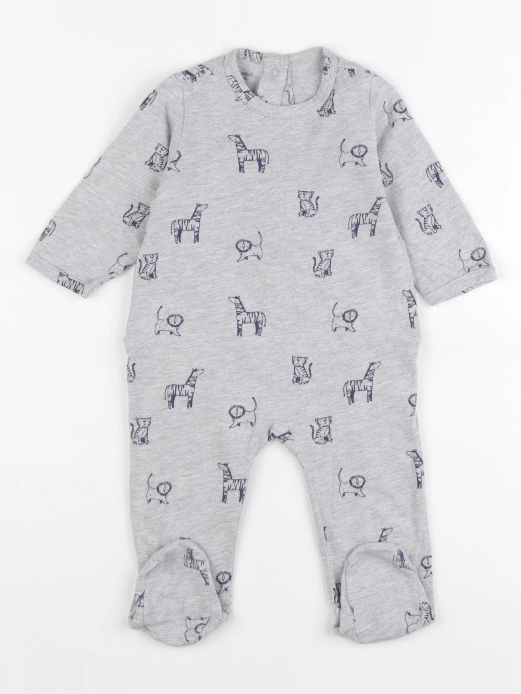 Vertbaudet - pyjama coton bleu, gris - 6 mois