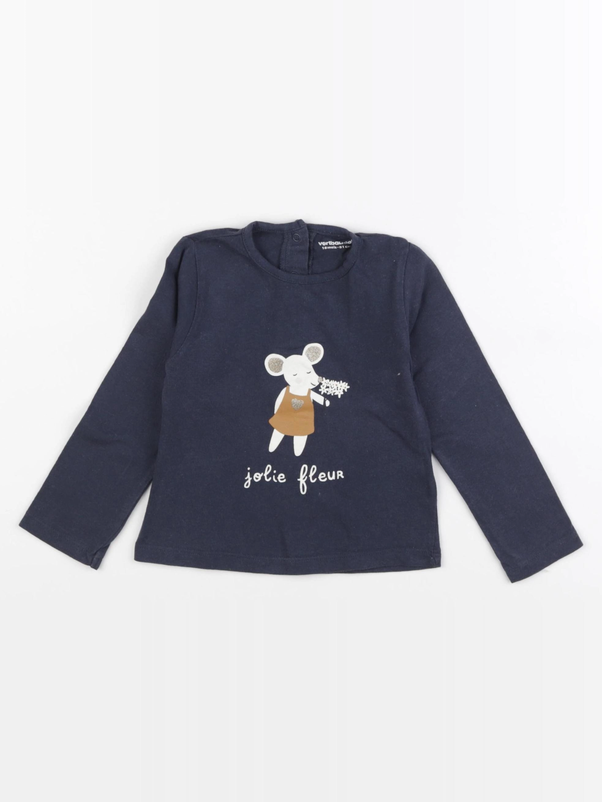 Vertbaudet - tee-shirt bleu, or - 18 mois