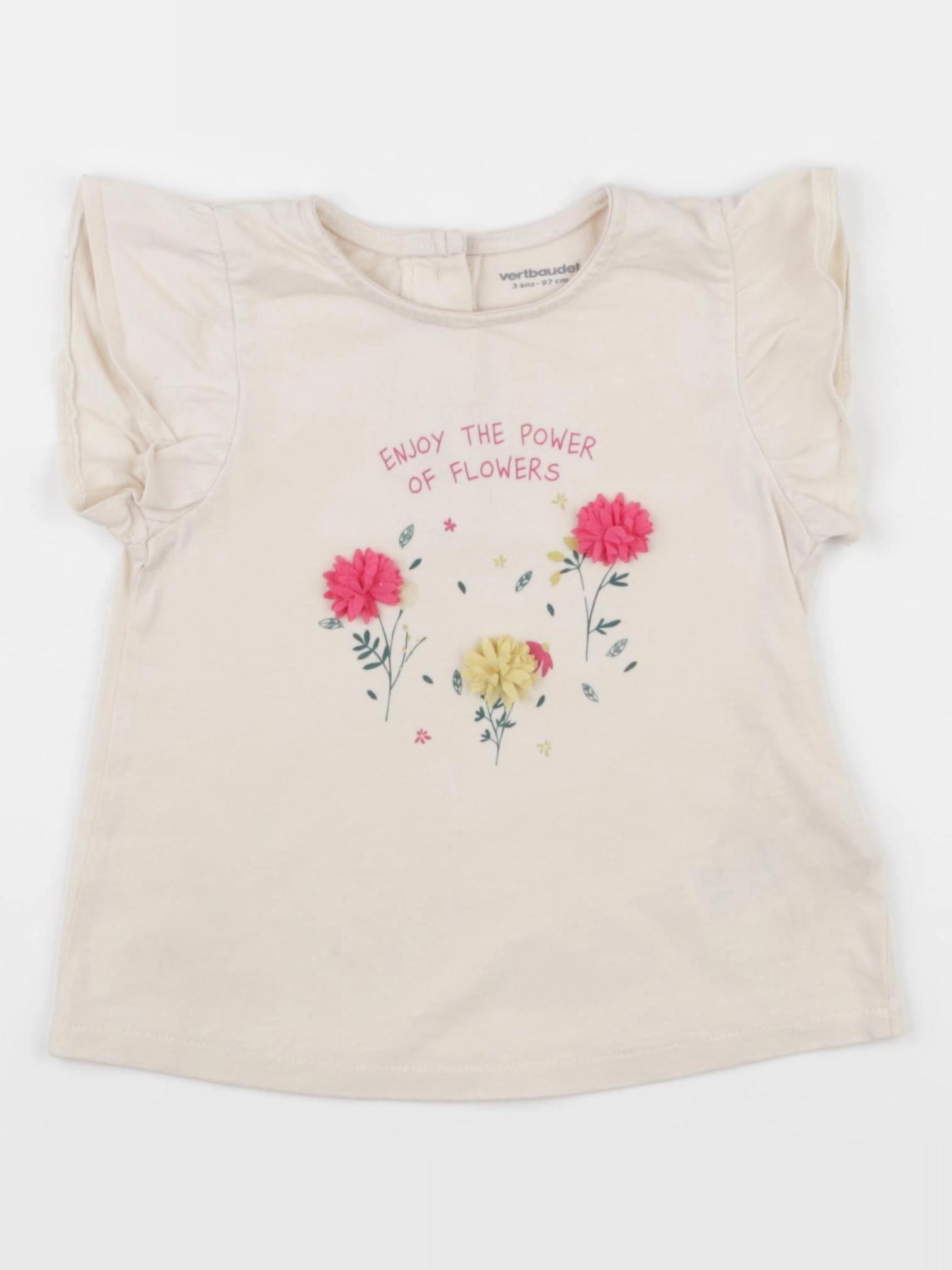 Vertbaudet - tee-shirt beige - 3 ans