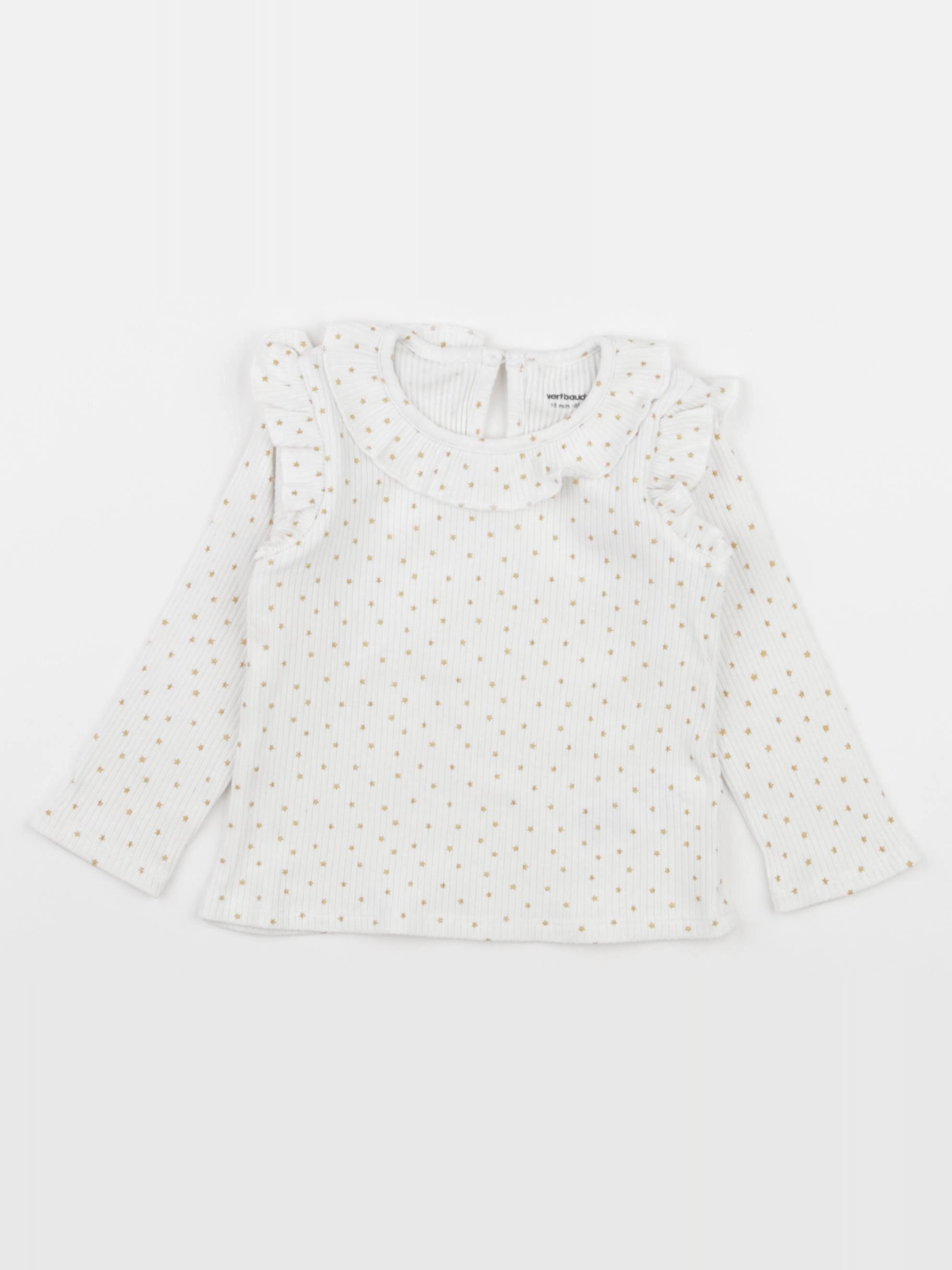 Vertbaudet - tee-shirt blanc, or - 18 mois