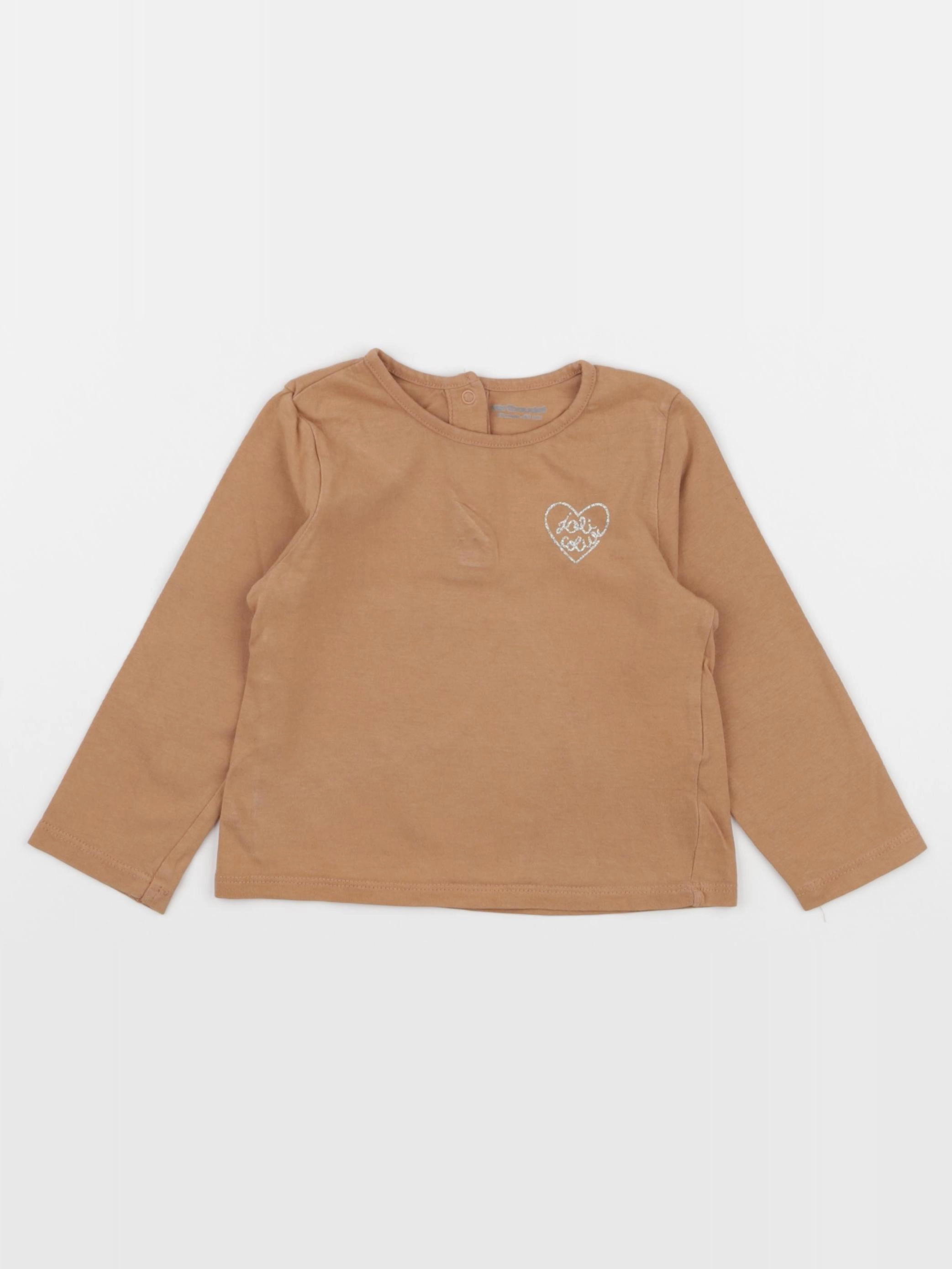 Vertbaudet - tee-shirt marron - 18 mois