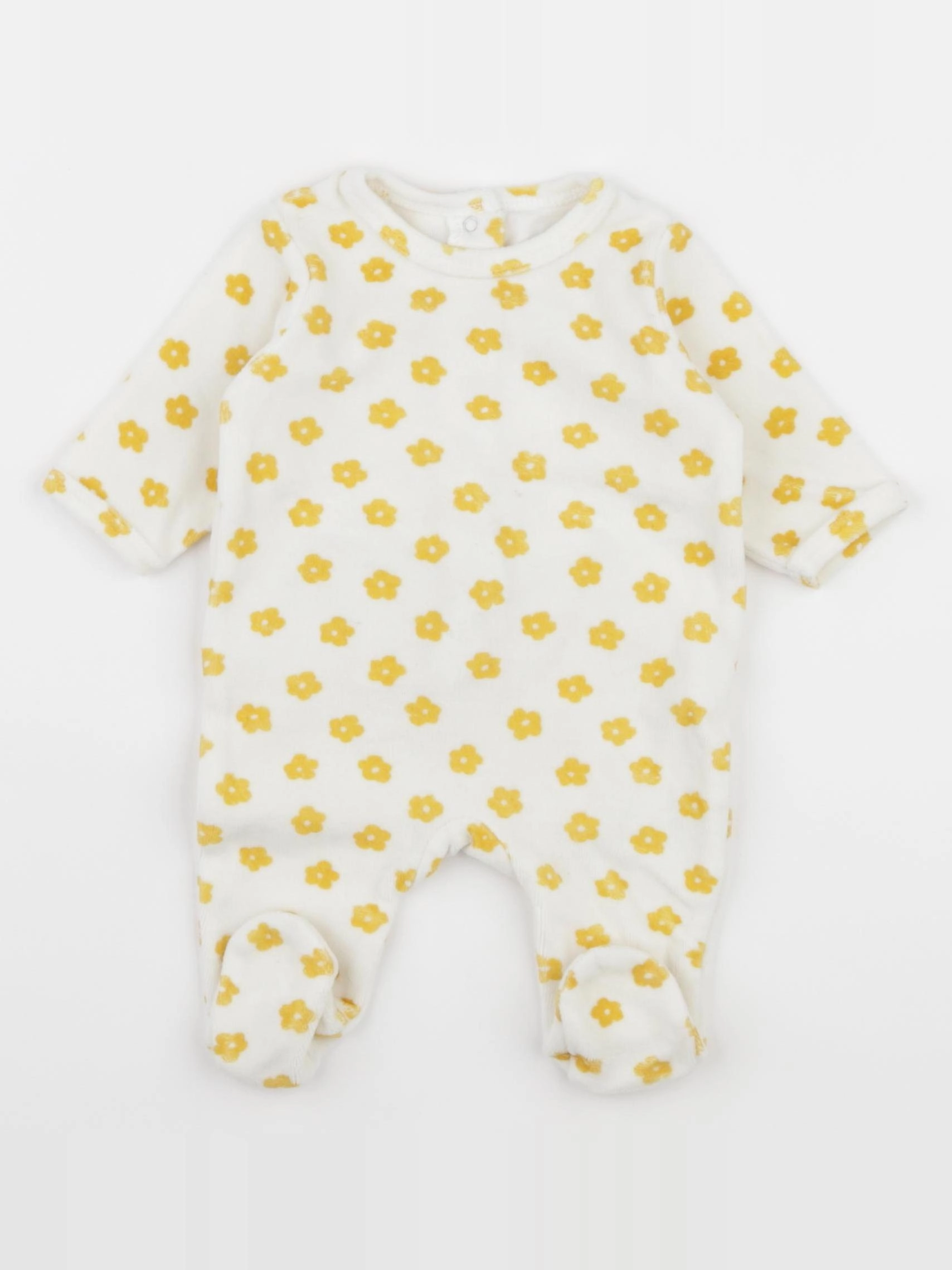 Vertbaudet - pyjama velours jaune - 1 mois