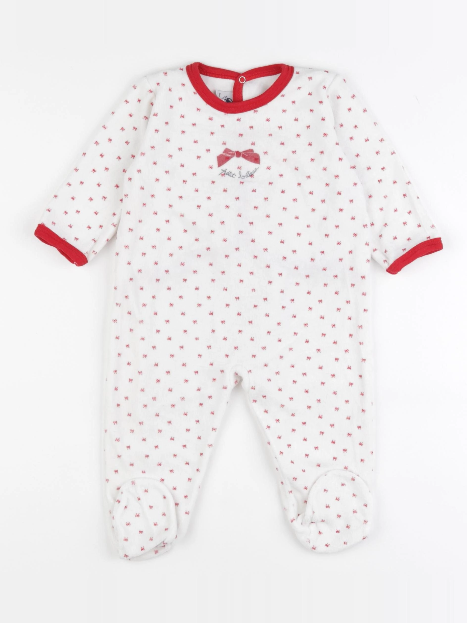 Petit Bateau - pyjama velours blanc - 12 mois