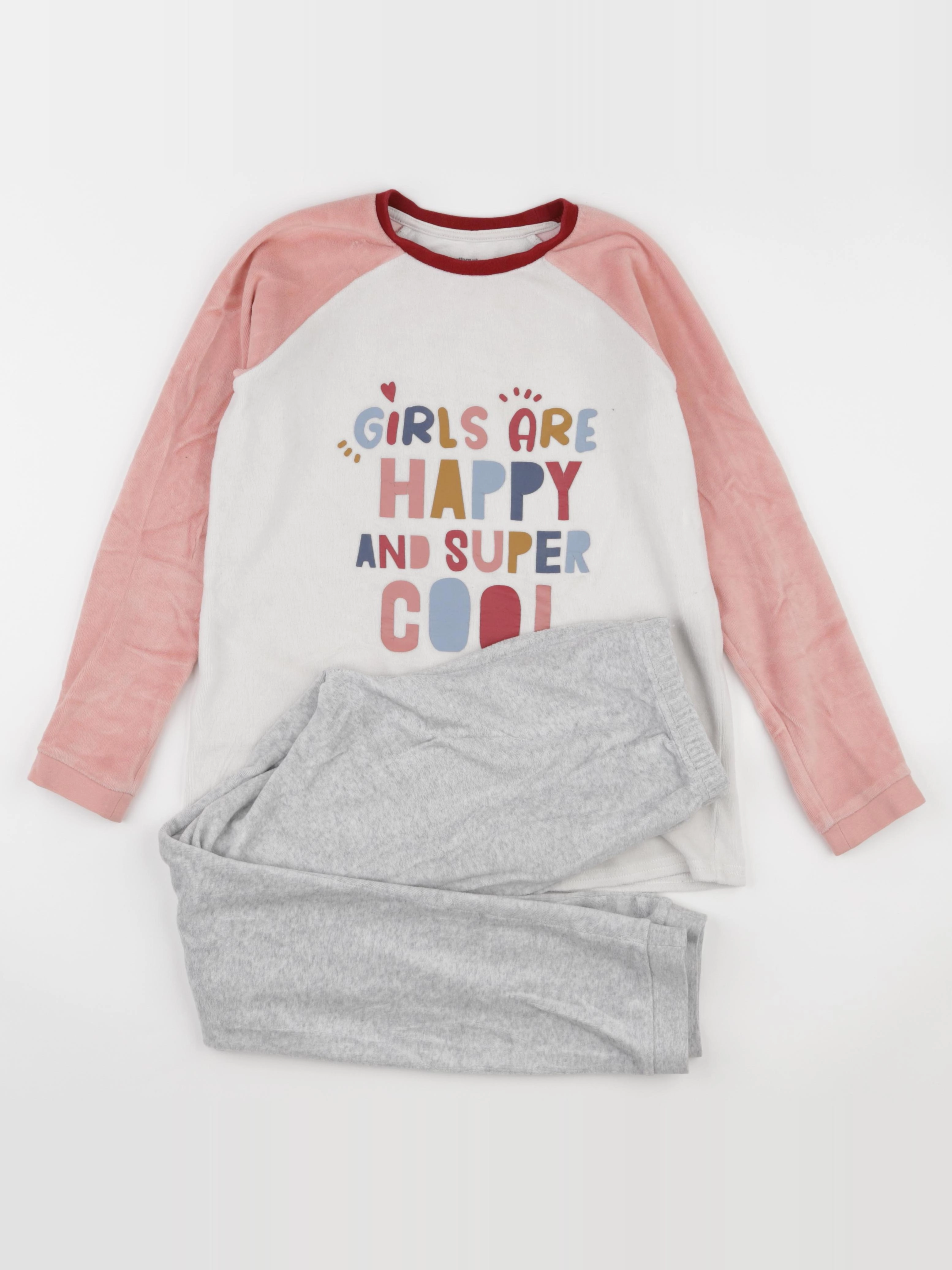 Vertbaudet - pyjama velours rose - 11/12 ans