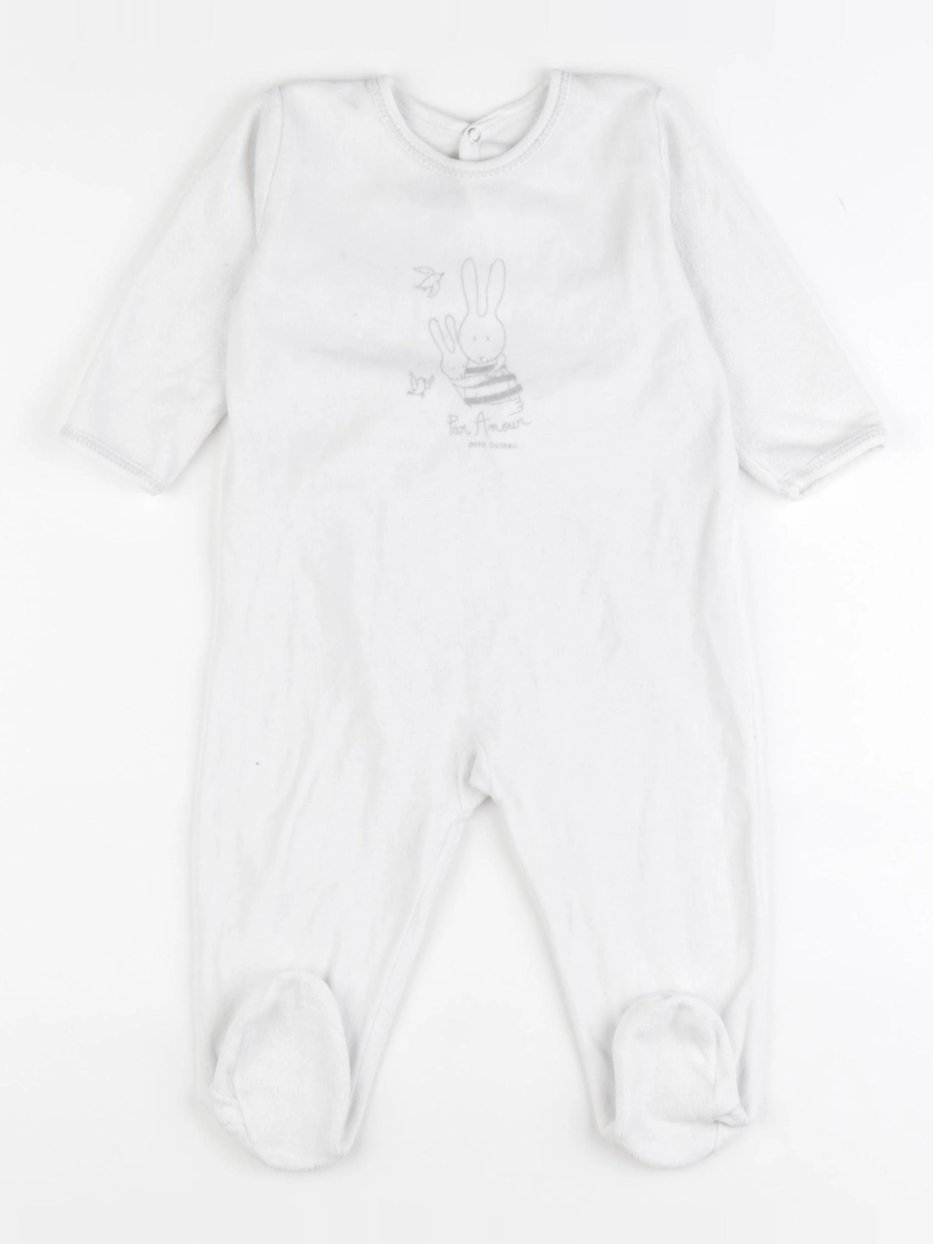 Petit Bateau - pyjama velours blanc - 12 mois