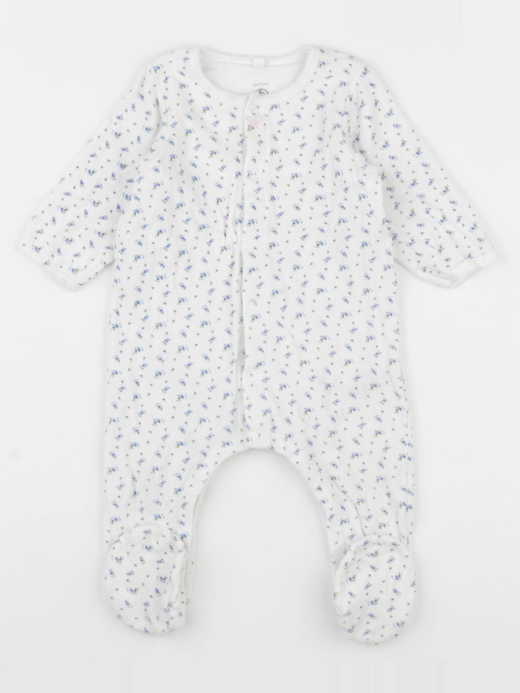 Petit Bateau - pyjama velours blanc - 12 mois