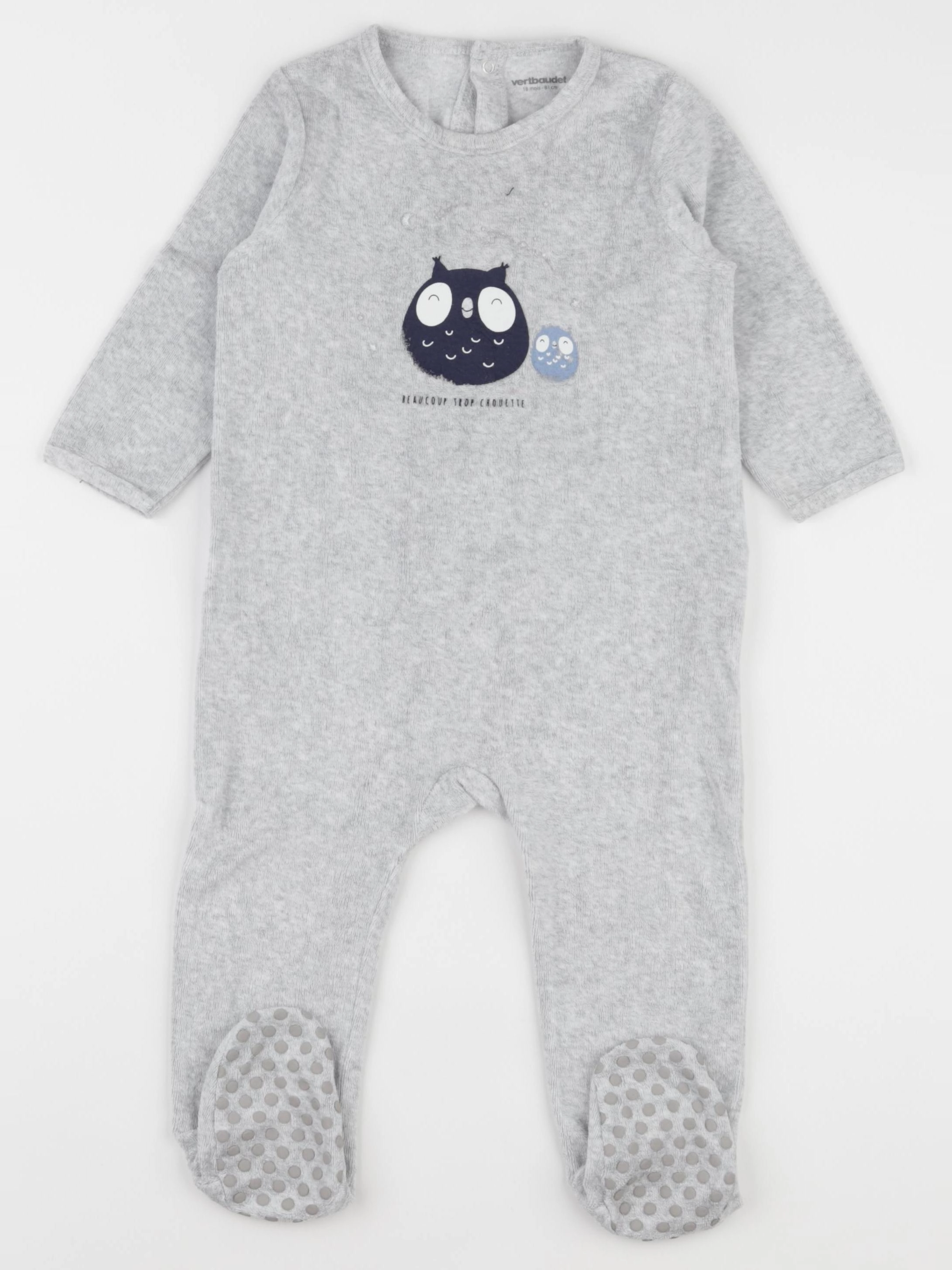 Vertbaudet - pyjama velours gris - 18 mois
