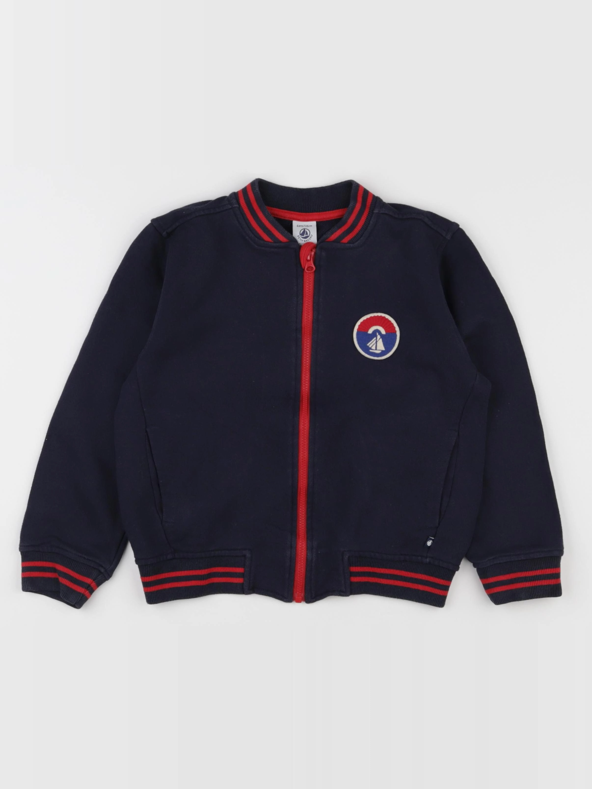 Petit Bateau - sweat bleu, rouge - 6 ans