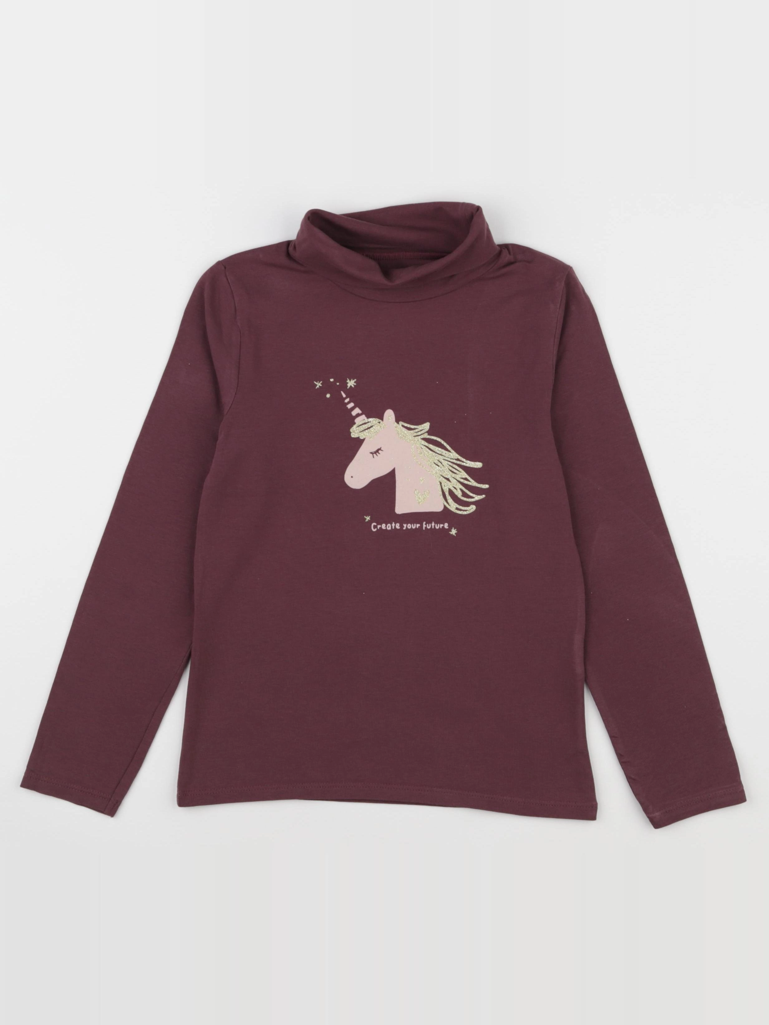 Vertbaudet - sous-pull violet, or - 8 ans