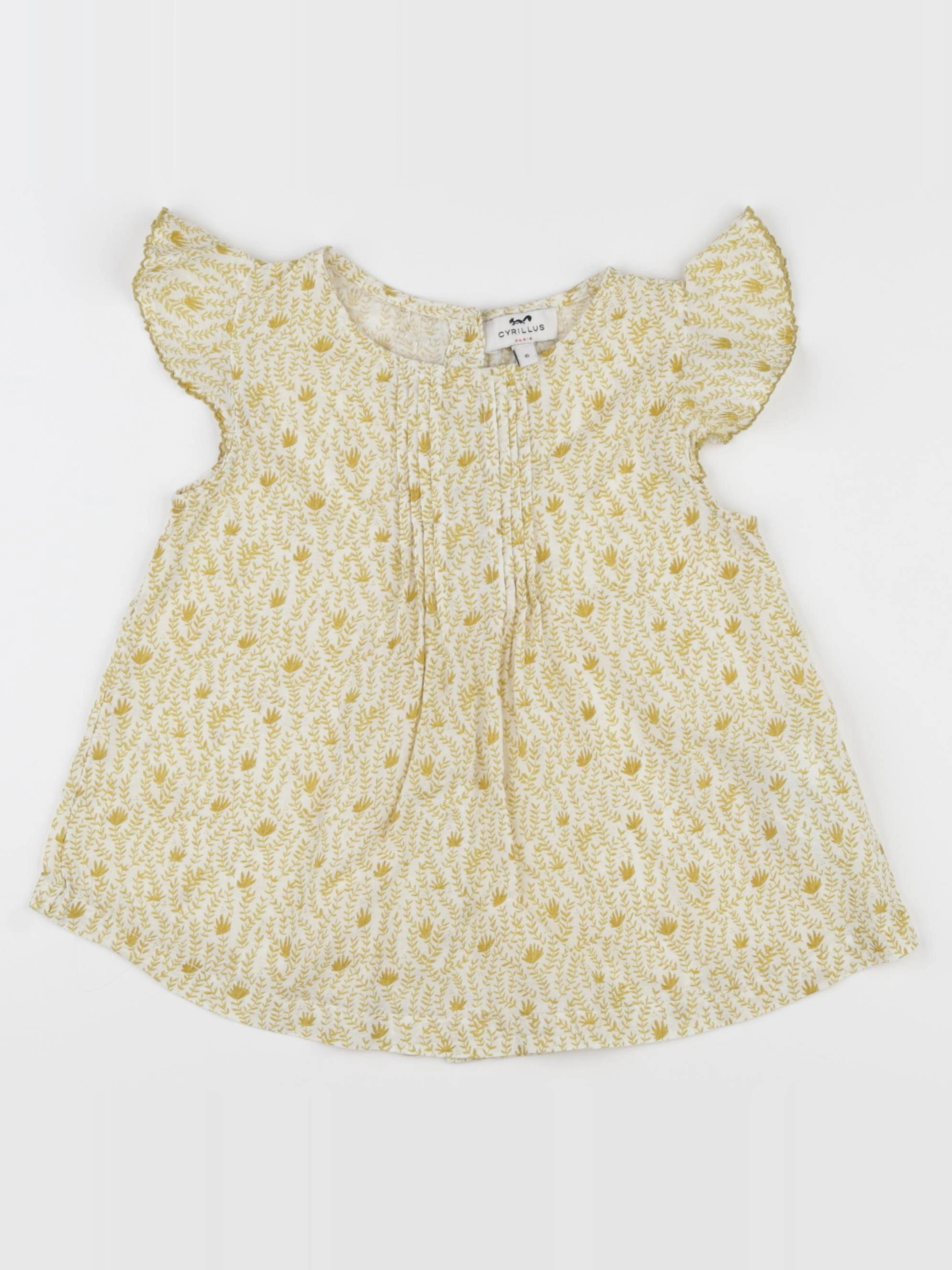 Cyrillus - blouse jaune, blanc - 6 ans