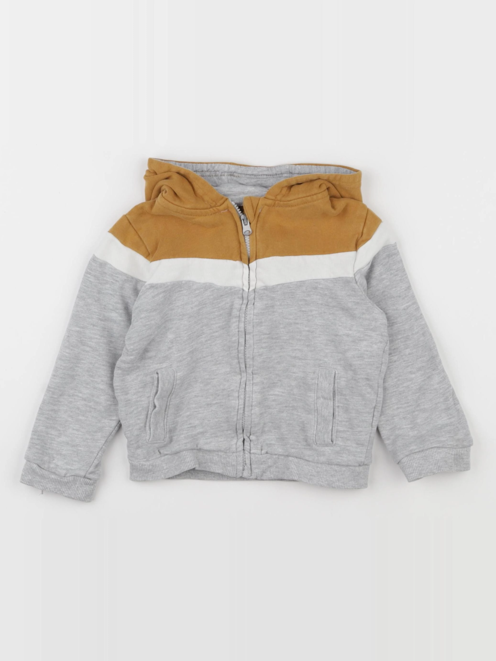 Vertbaudet - sweat gris, marron - 24 mois