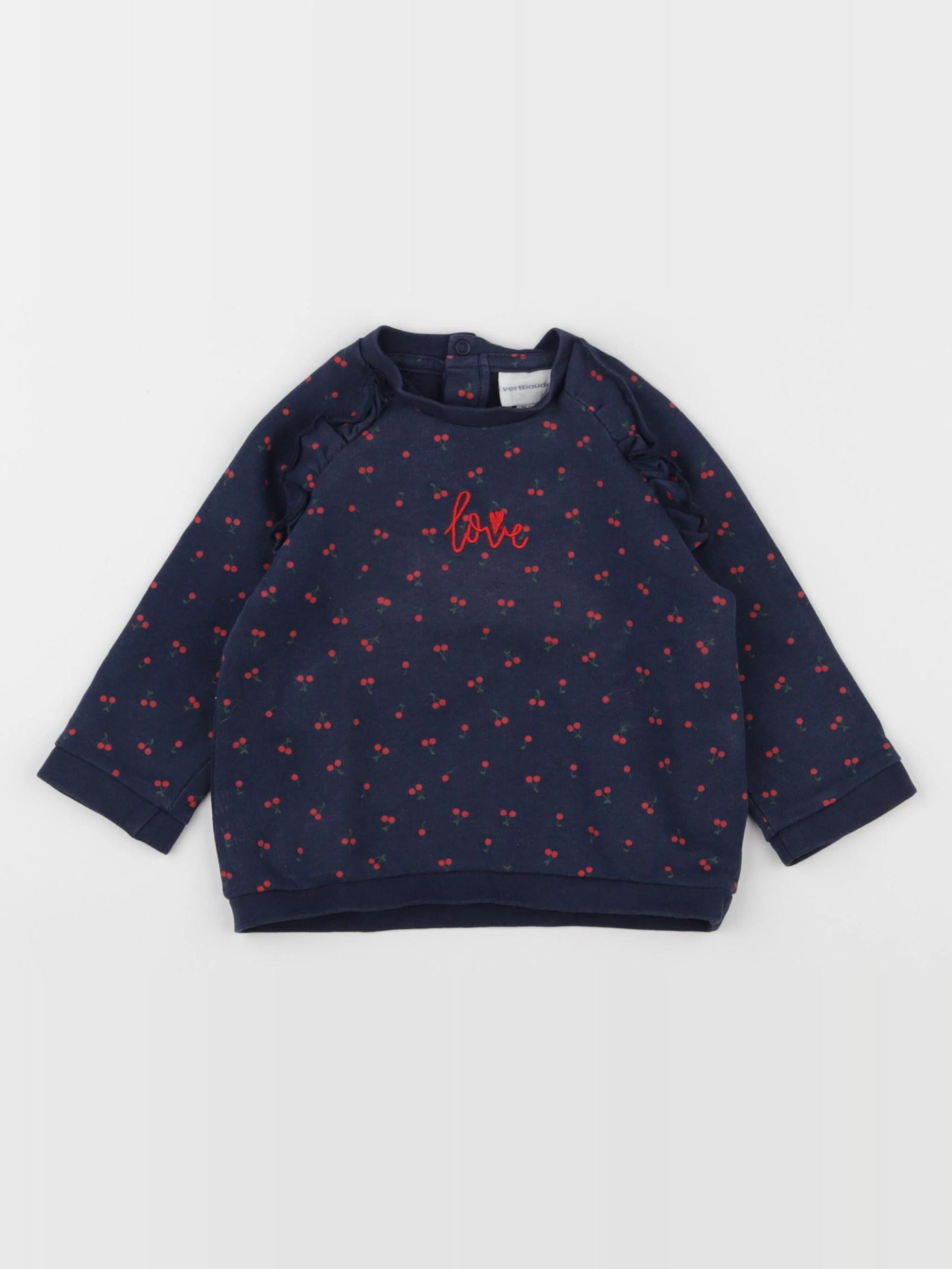 Vertbaudet - sweat bleu, rouge - 12 mois