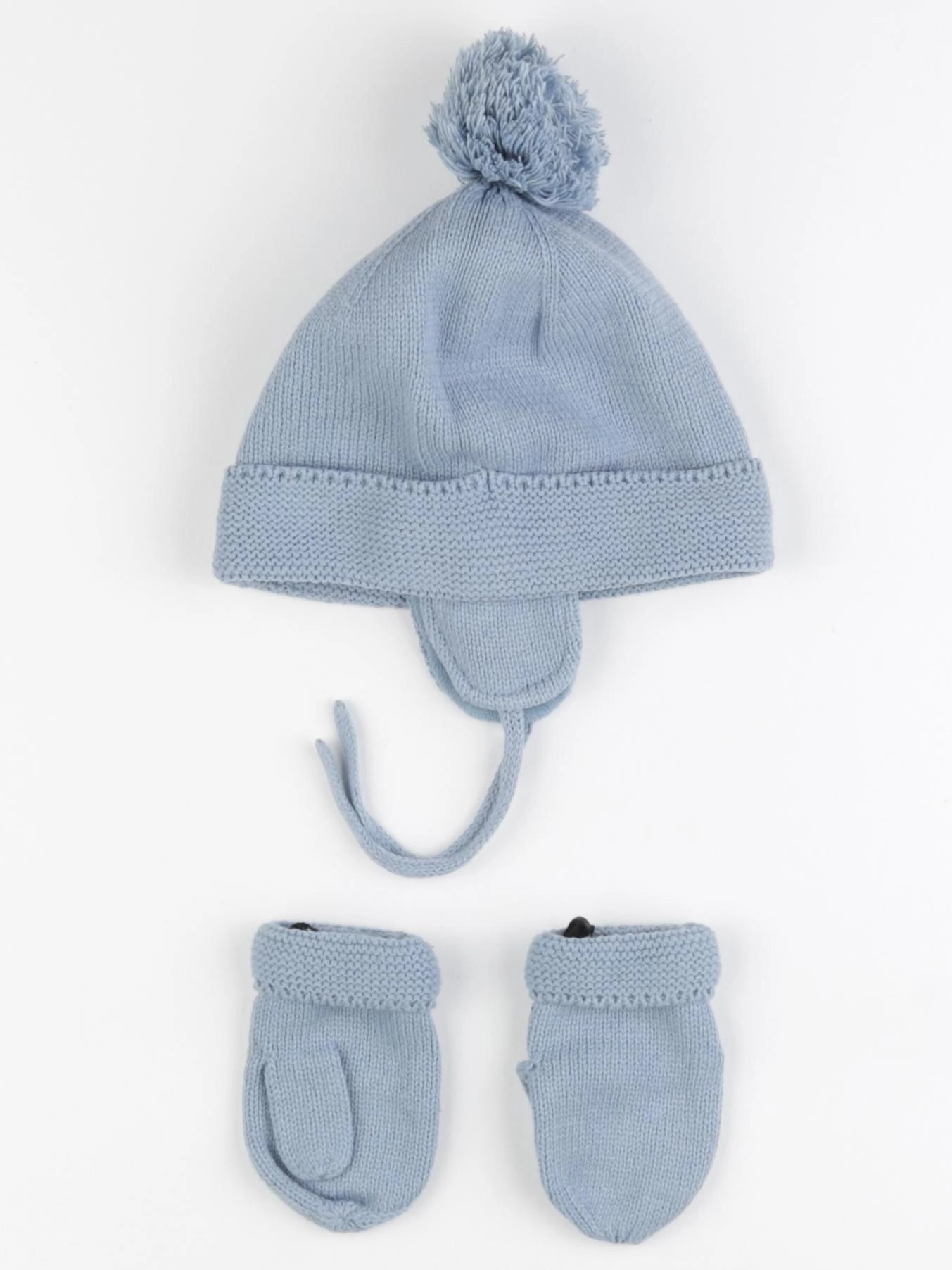 Vertbaudet - ensemble bonnet/moufles bleu - 24/36 mois