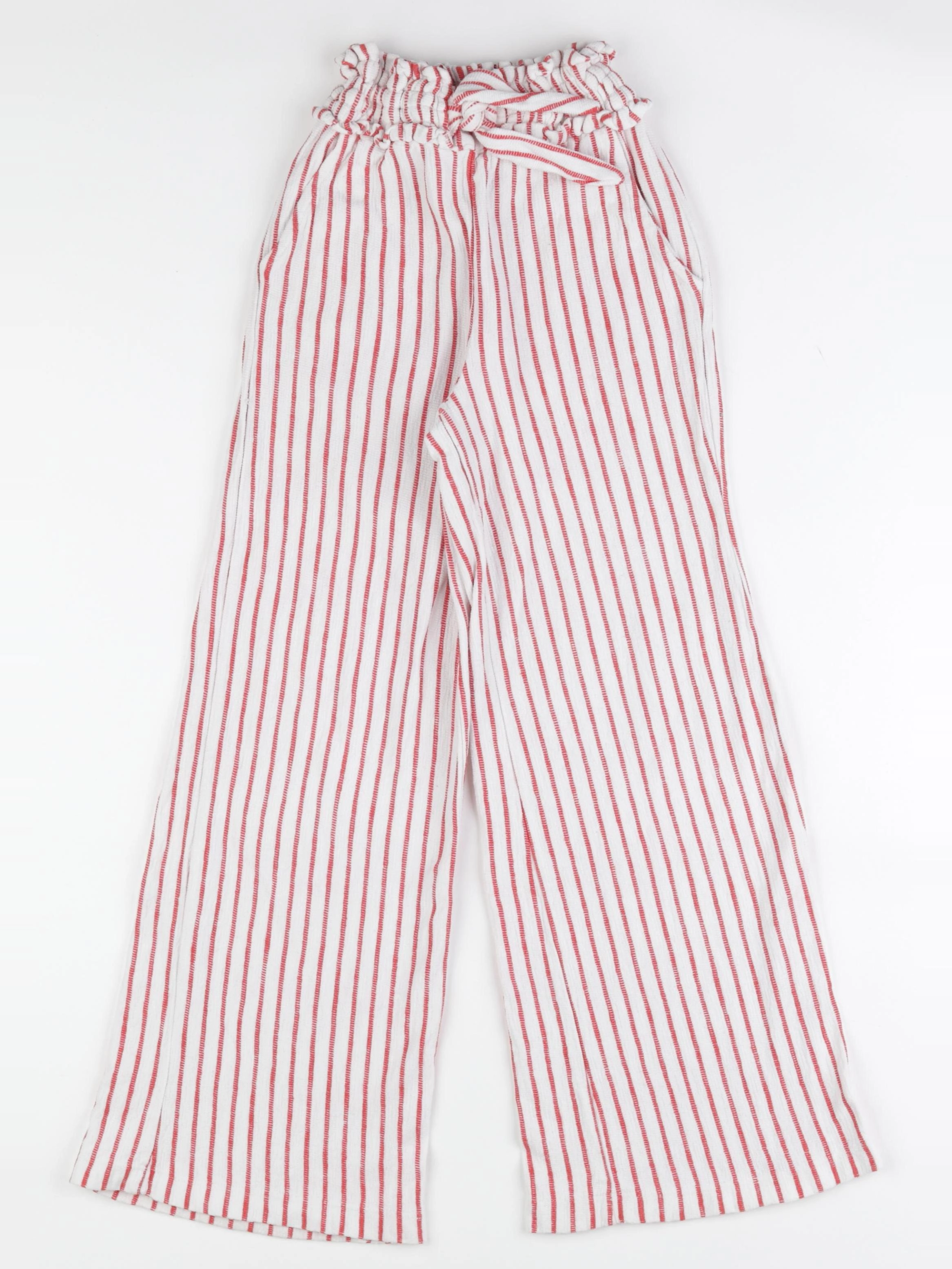 Vertbaudet - pantalon rouge, blanc - 8 ans