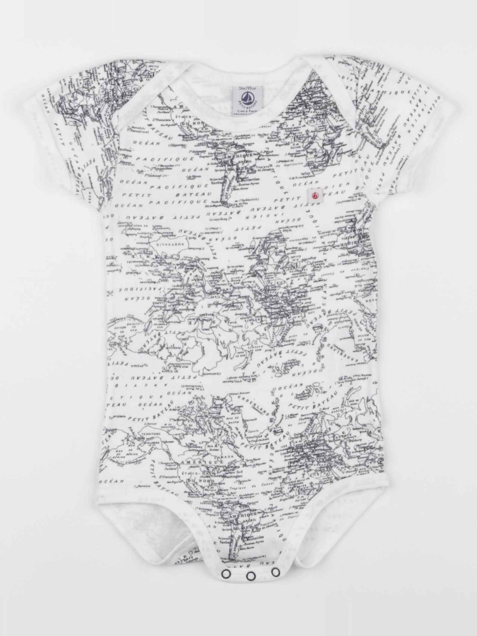 Petit Bateau - body blanc, bleu - 36 mois