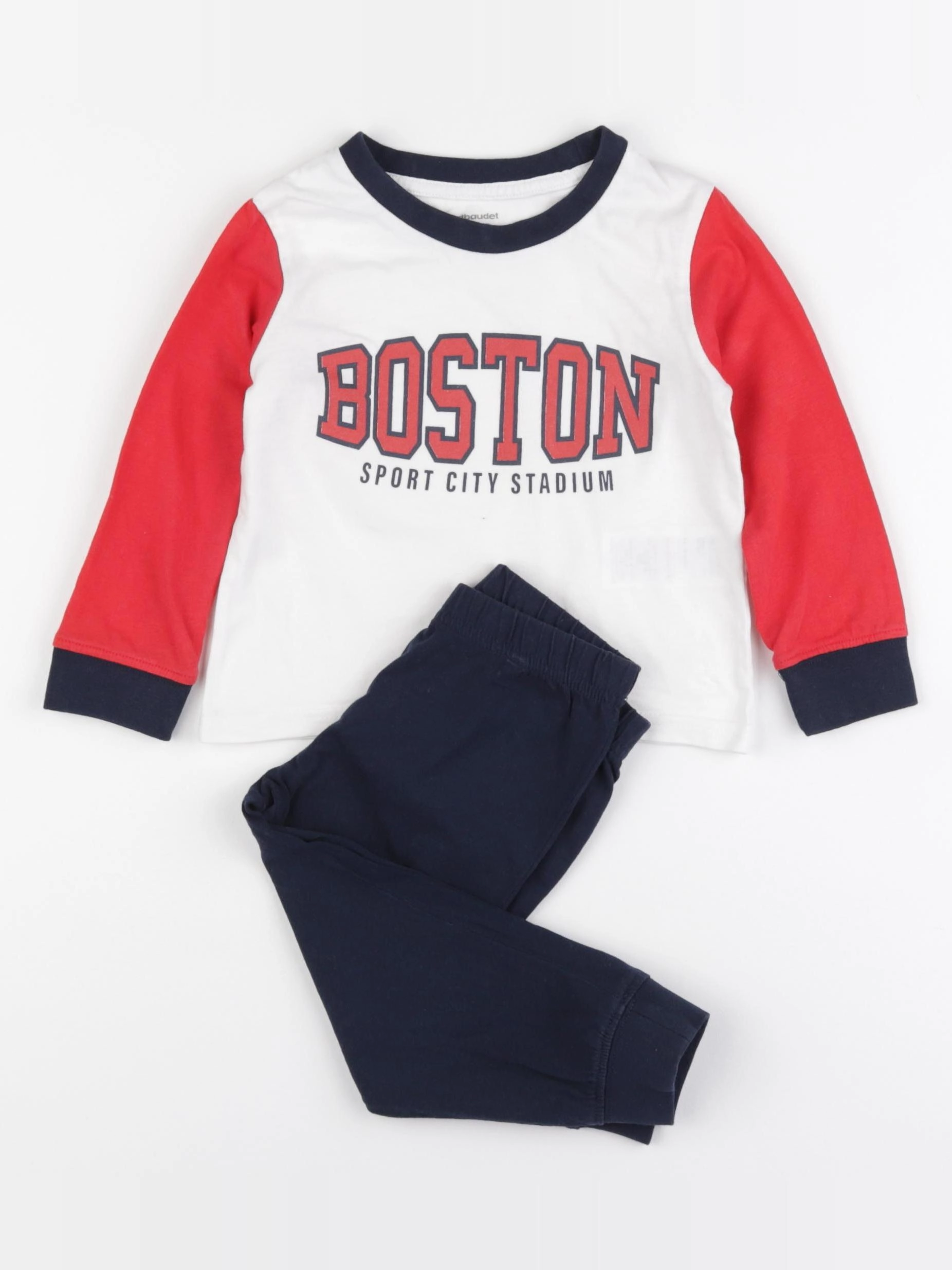 Vertbaudet - pyjama coton bleu, blanc - 2 ans