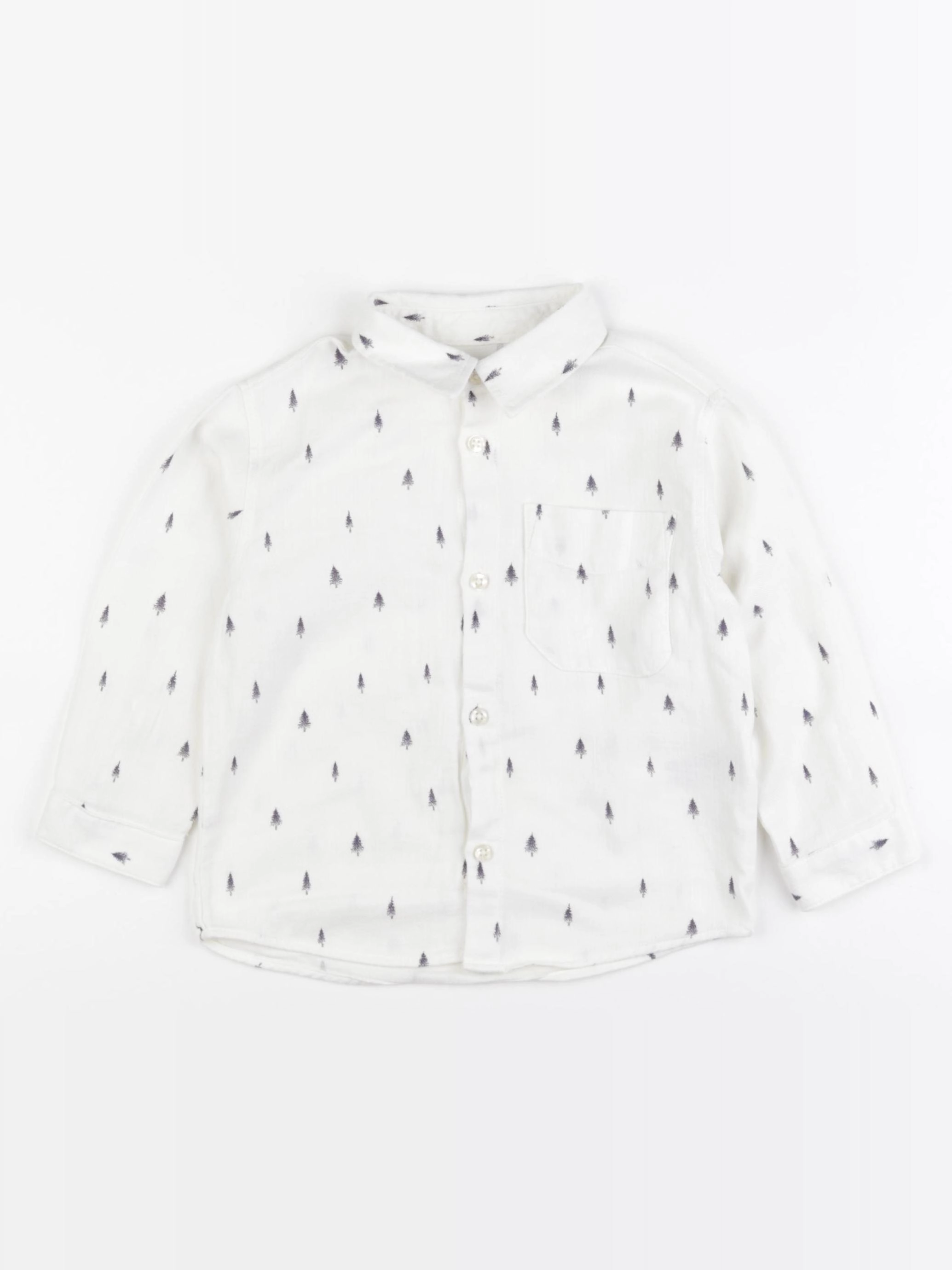 Mango - chemise blanc, bleu - 18/24 mois