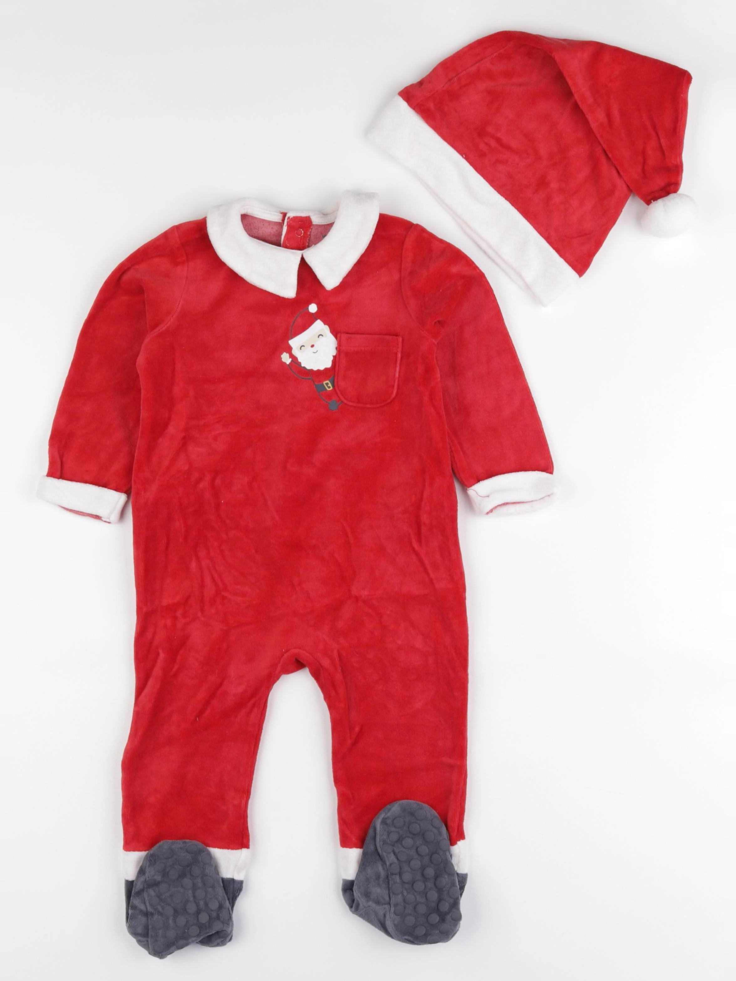 Vertbaudet - pyjama velours rouge - 18 mois