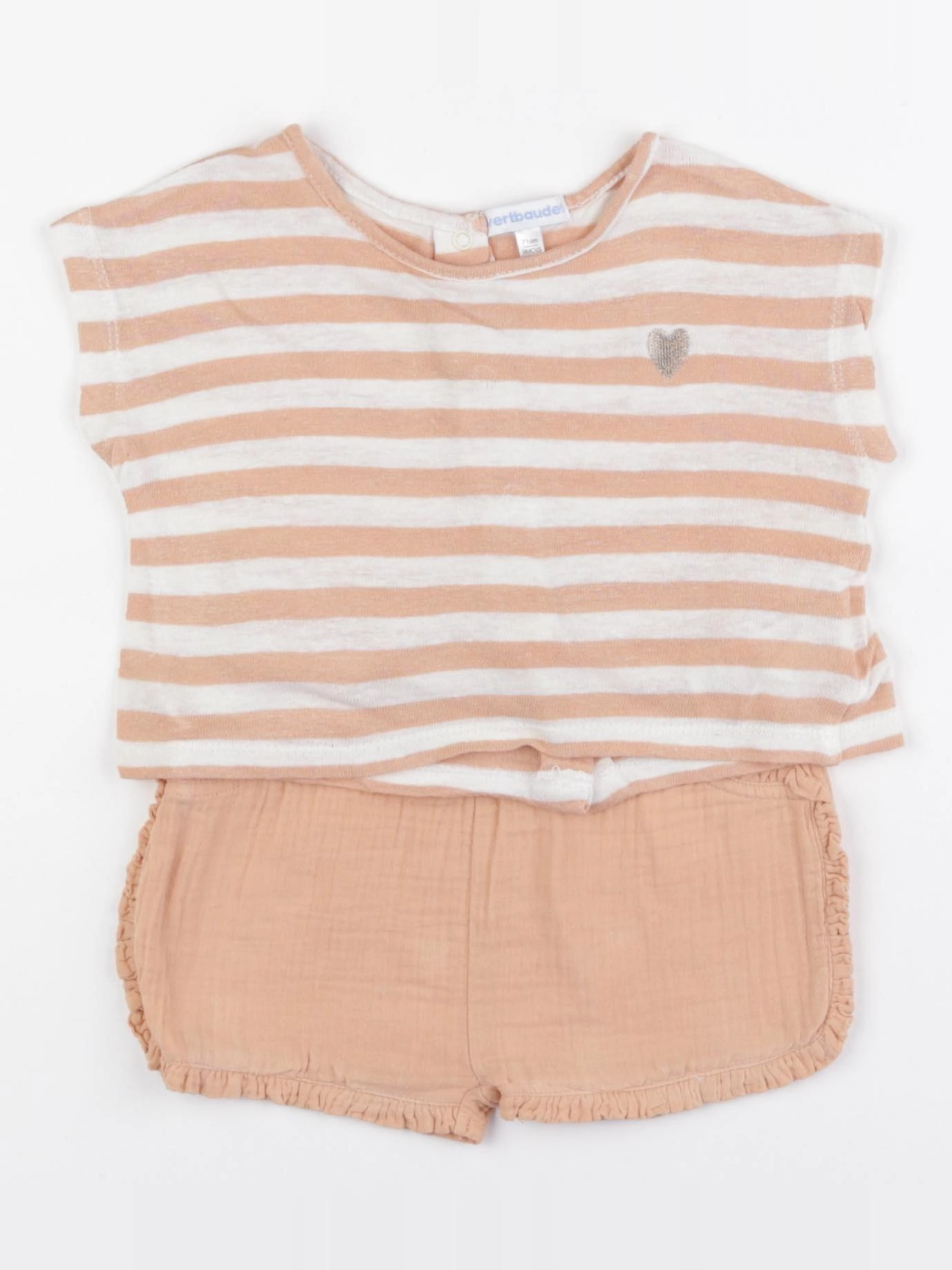 Vertbaudet - ensemble rose - 9 mois