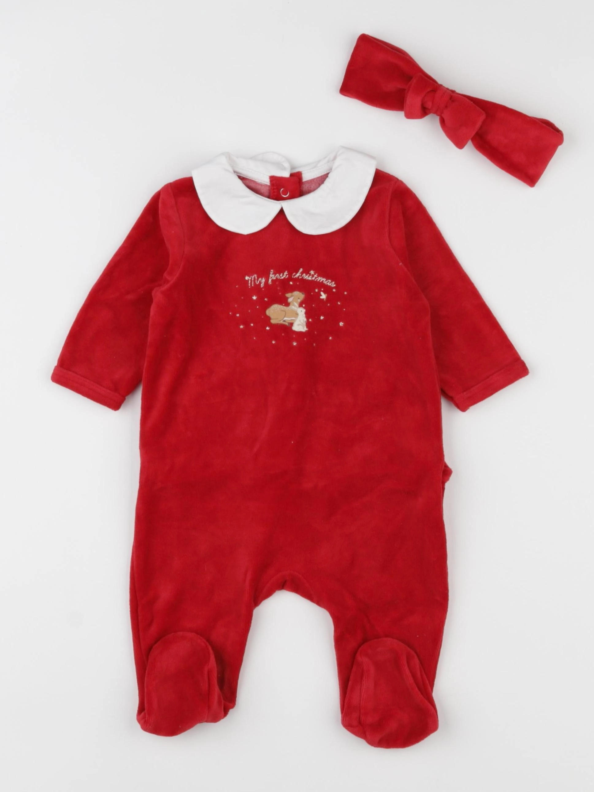 Vertbaudet - pyjama velours rouge - 3 mois