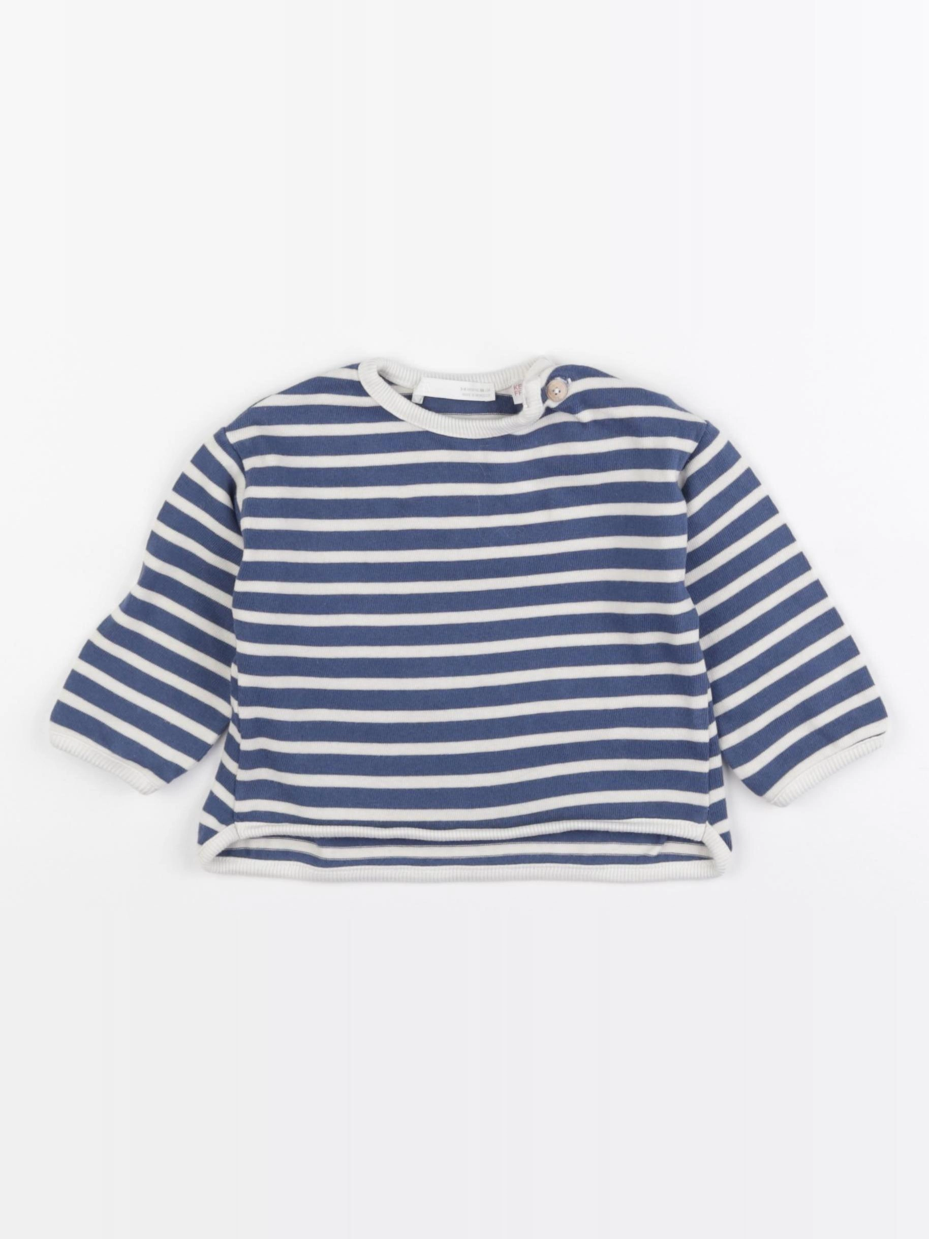 Zara - sweat beige, bleu - 3/6 mois