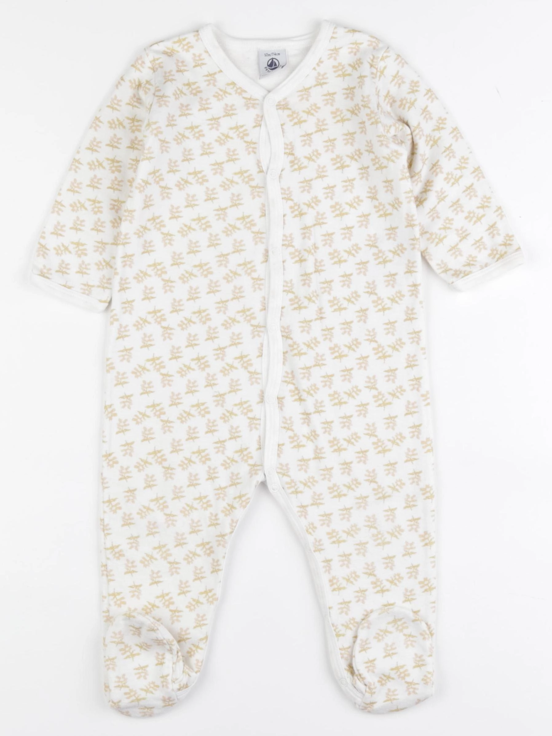 Petit Bateau - pyjama coton beige, marron - 12 mois