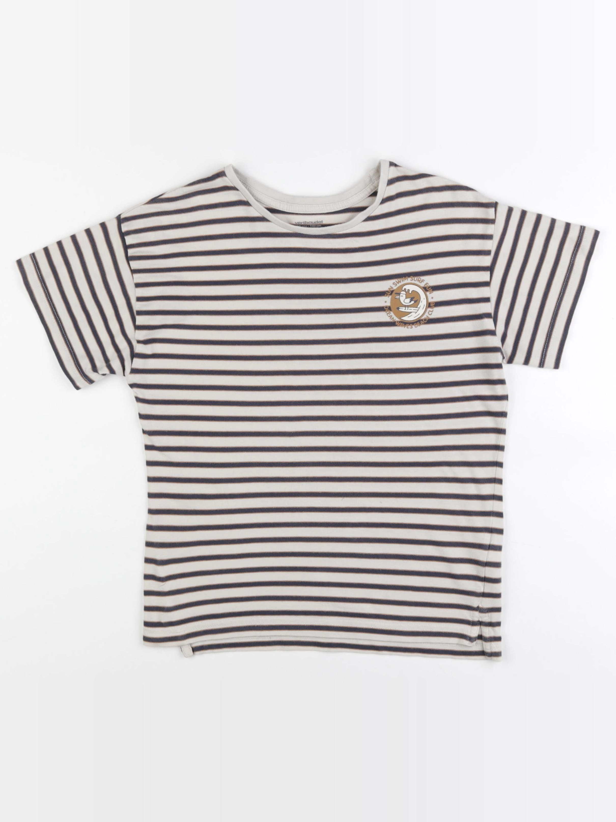 Vertbaudet - tee-shirt bleu, beige - 10 ans