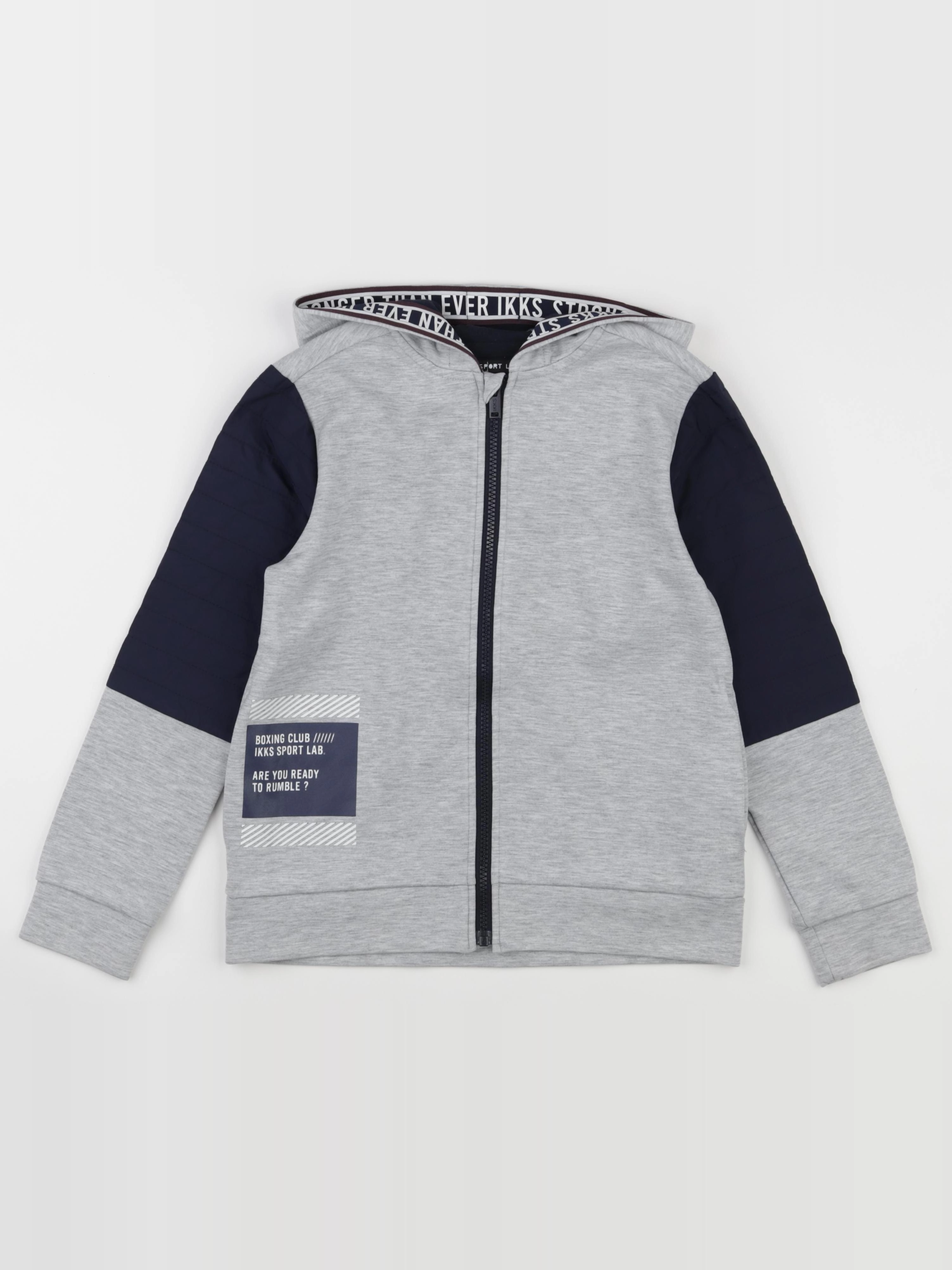 IKKS - sweat imprimé au dos gris, bleu - 10 ans