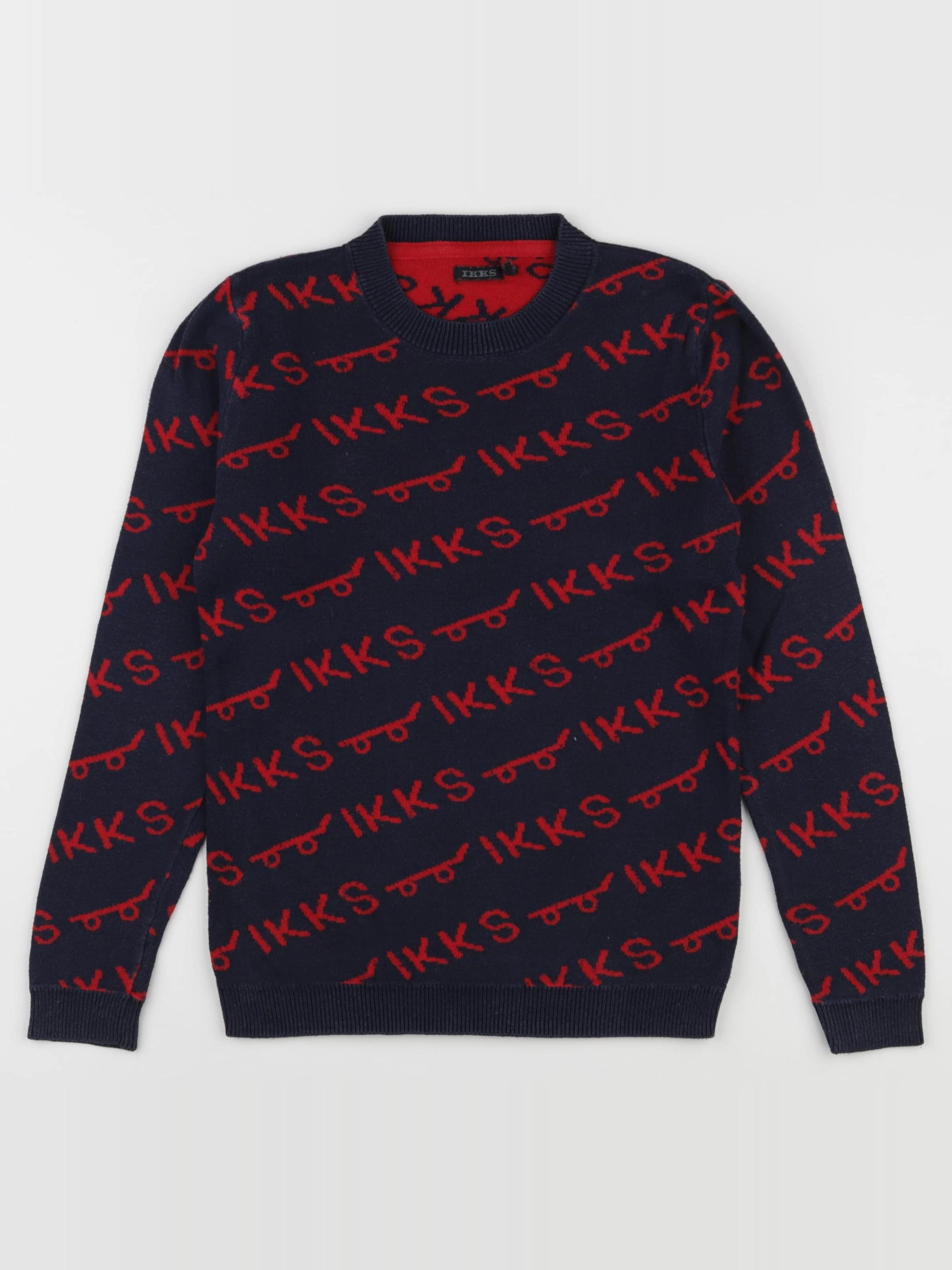 IKKS - pull bleu, rouge - 8 ans