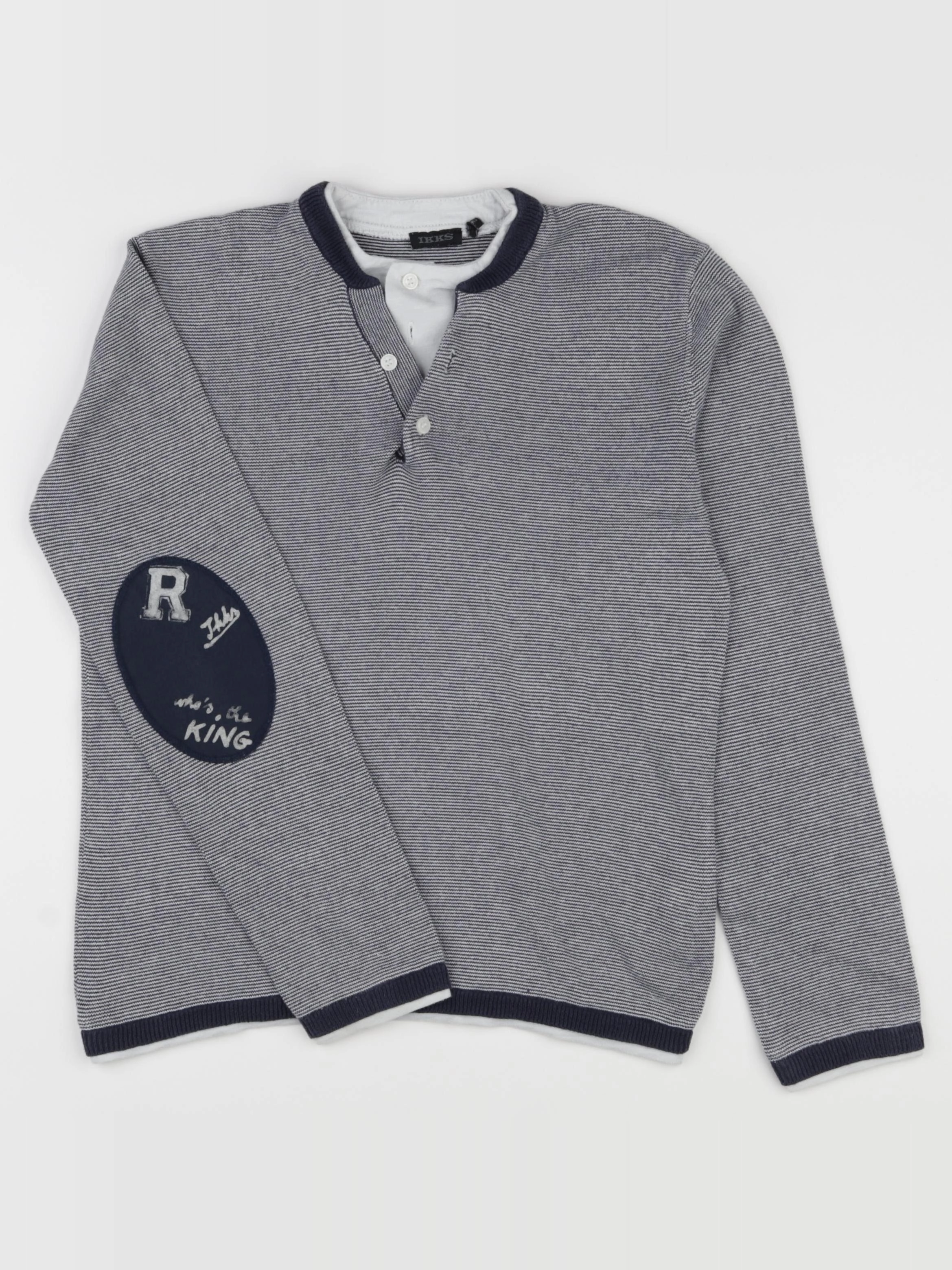 IKKS - pull bleu, blanc - 10 ans