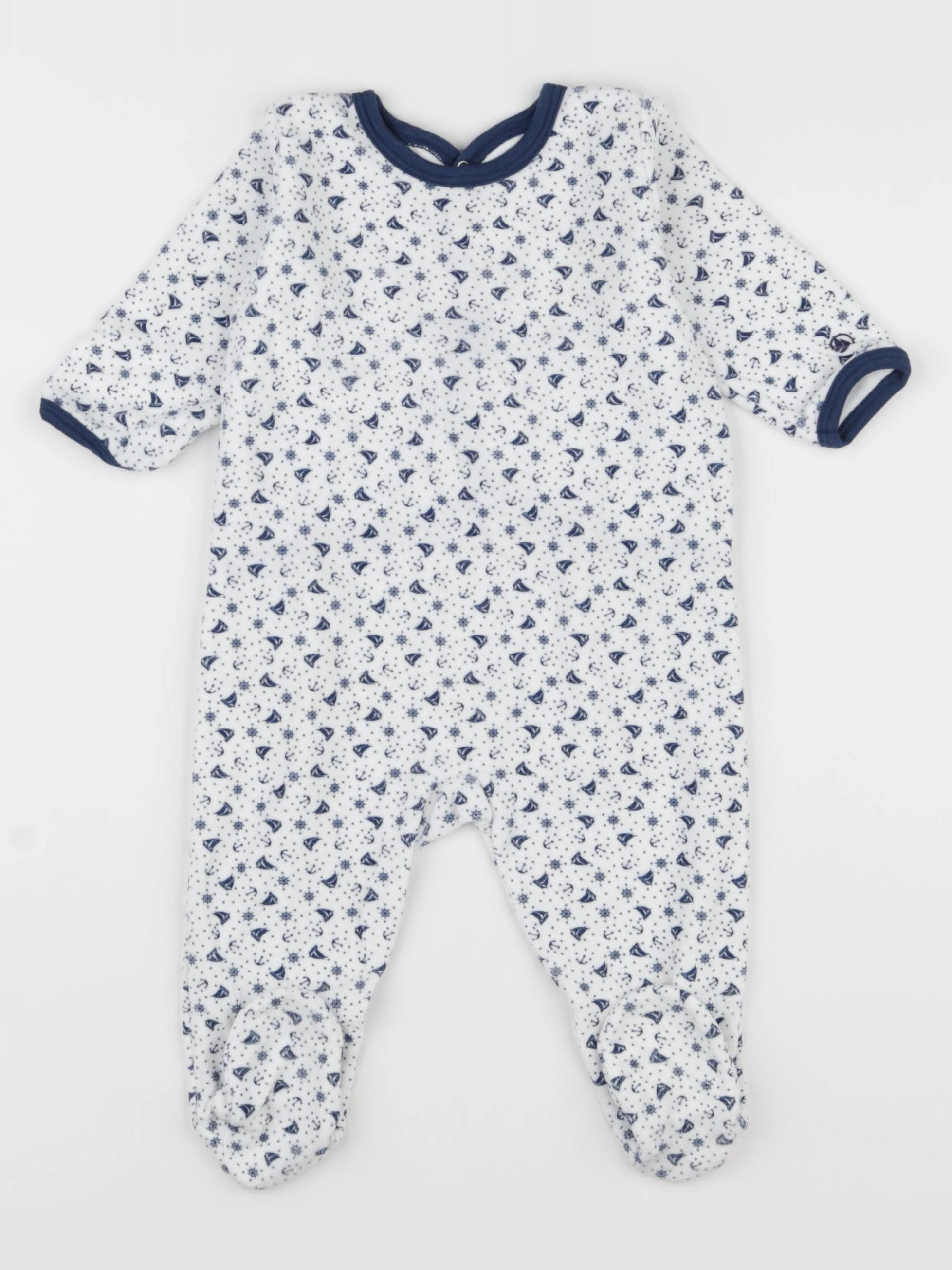 Petit Bateau - pyjama velours bleu - 9 mois