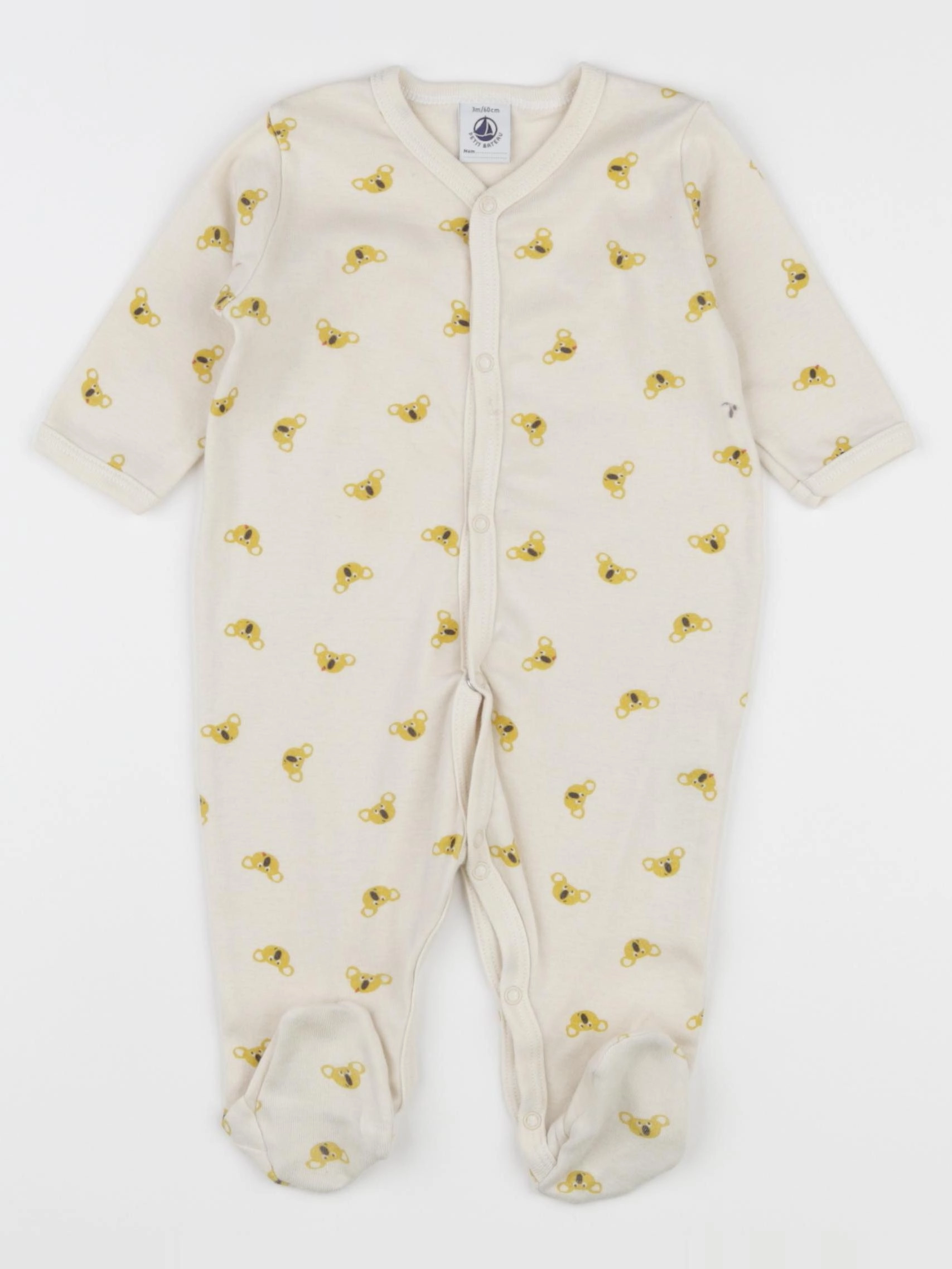 Petit Bateau - pyjama coton beige - 3 mois
