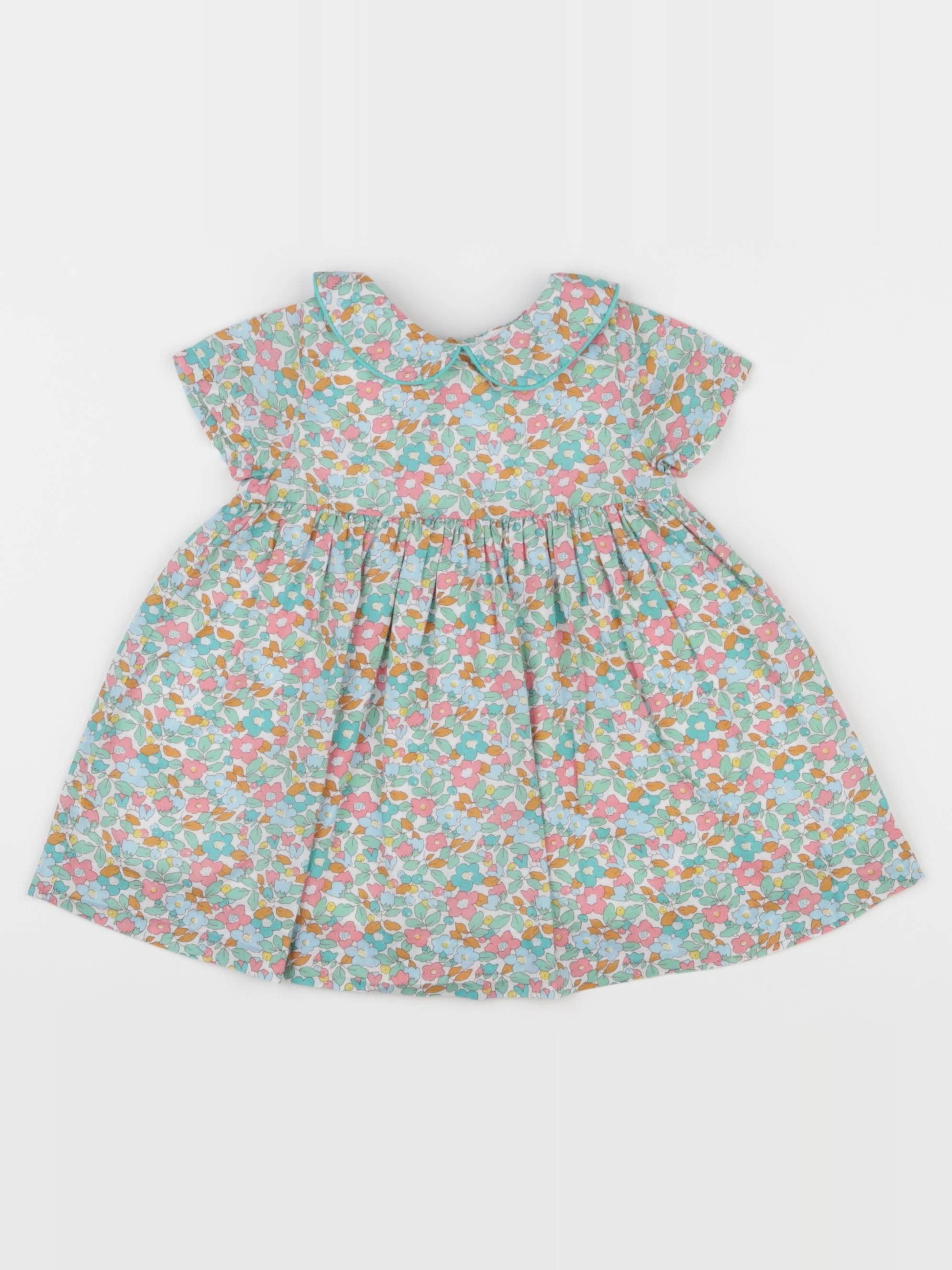 Jacadi - robe liberty vert, rose - 6 mois